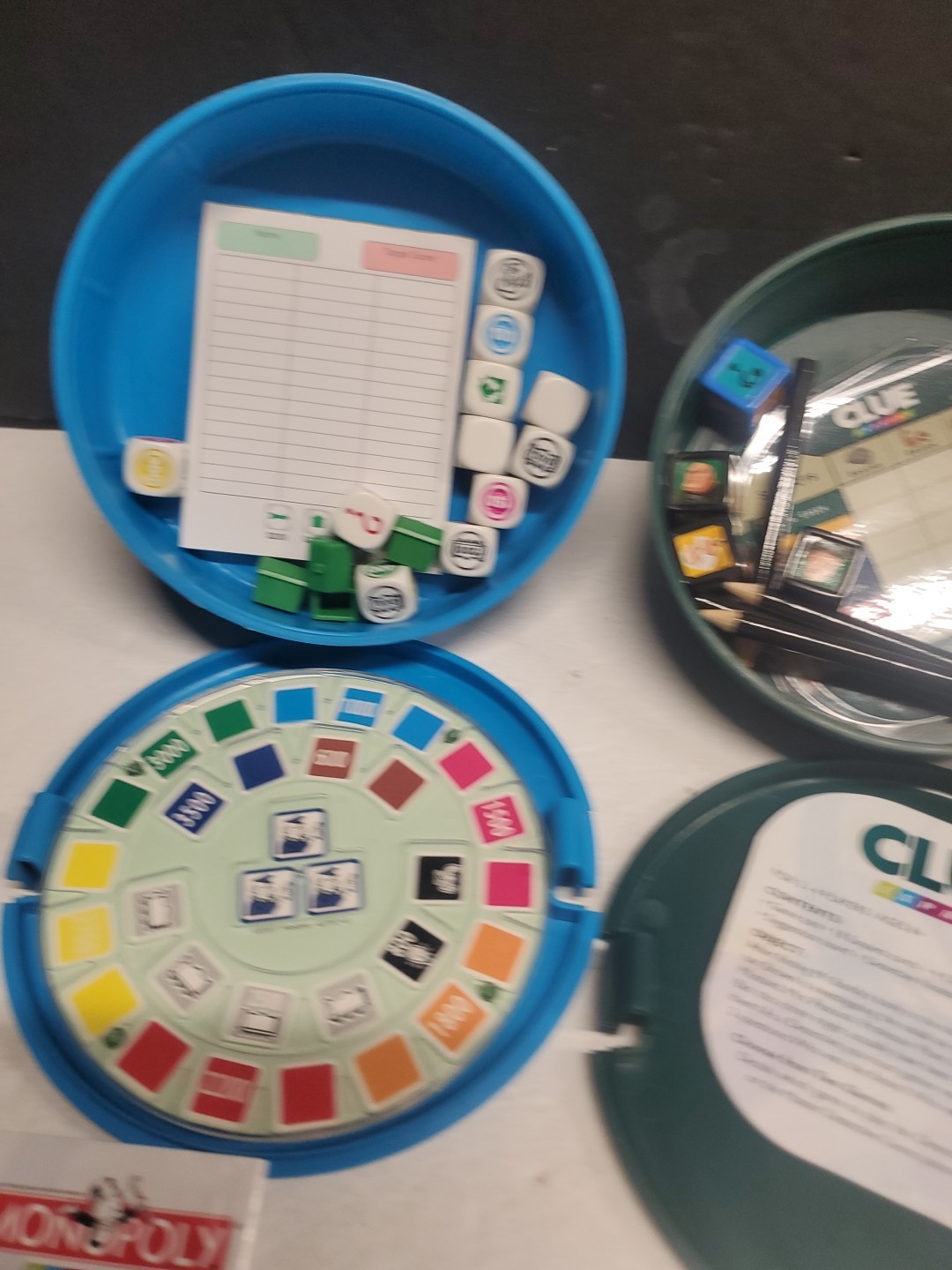 (2) EXPRESS Games: TRAVEL Monopoly & Clue OPEN BOX