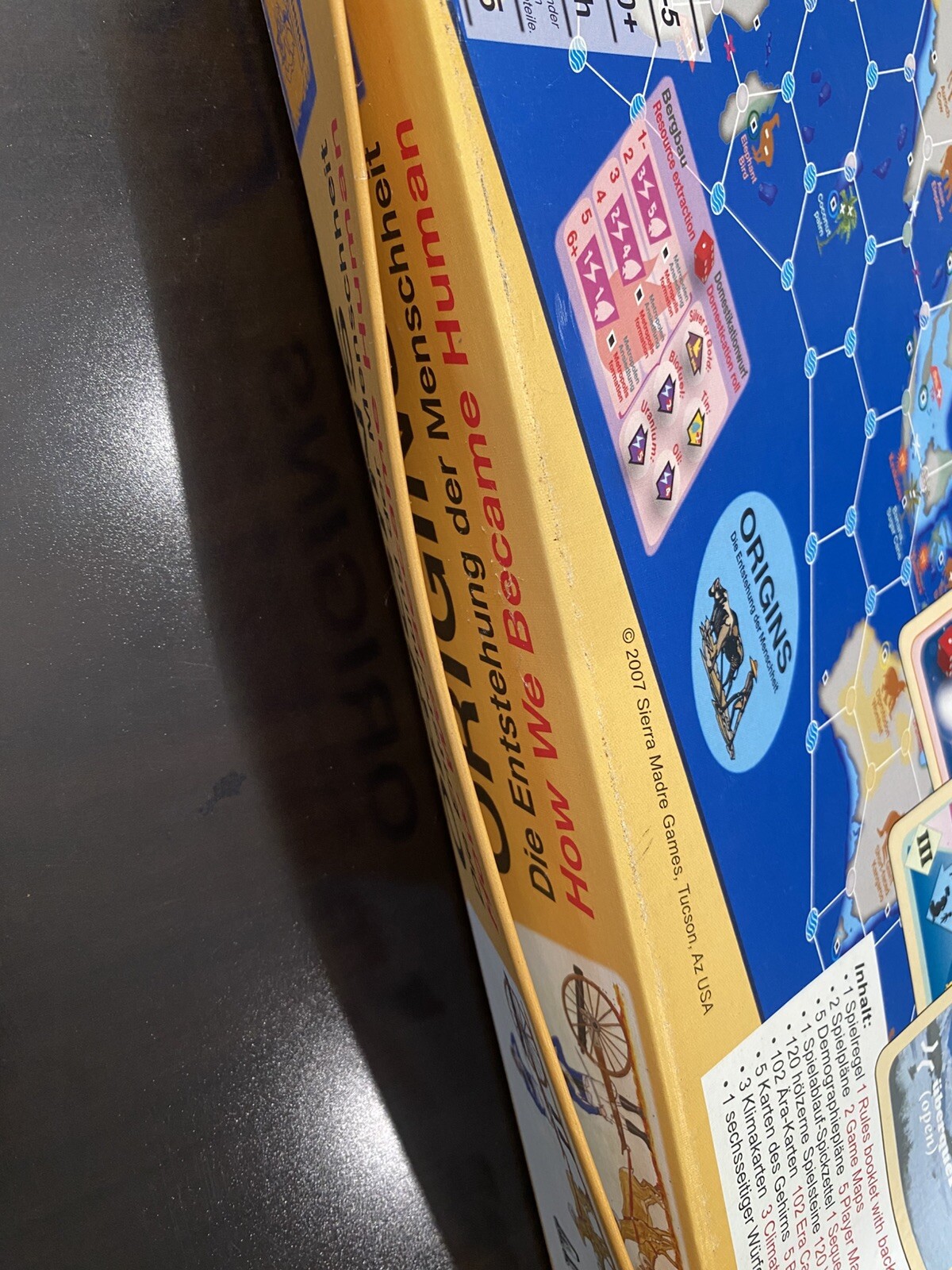 Sierra Madre Board Game Origins – How We Became Human (1st Ed) Box Rough