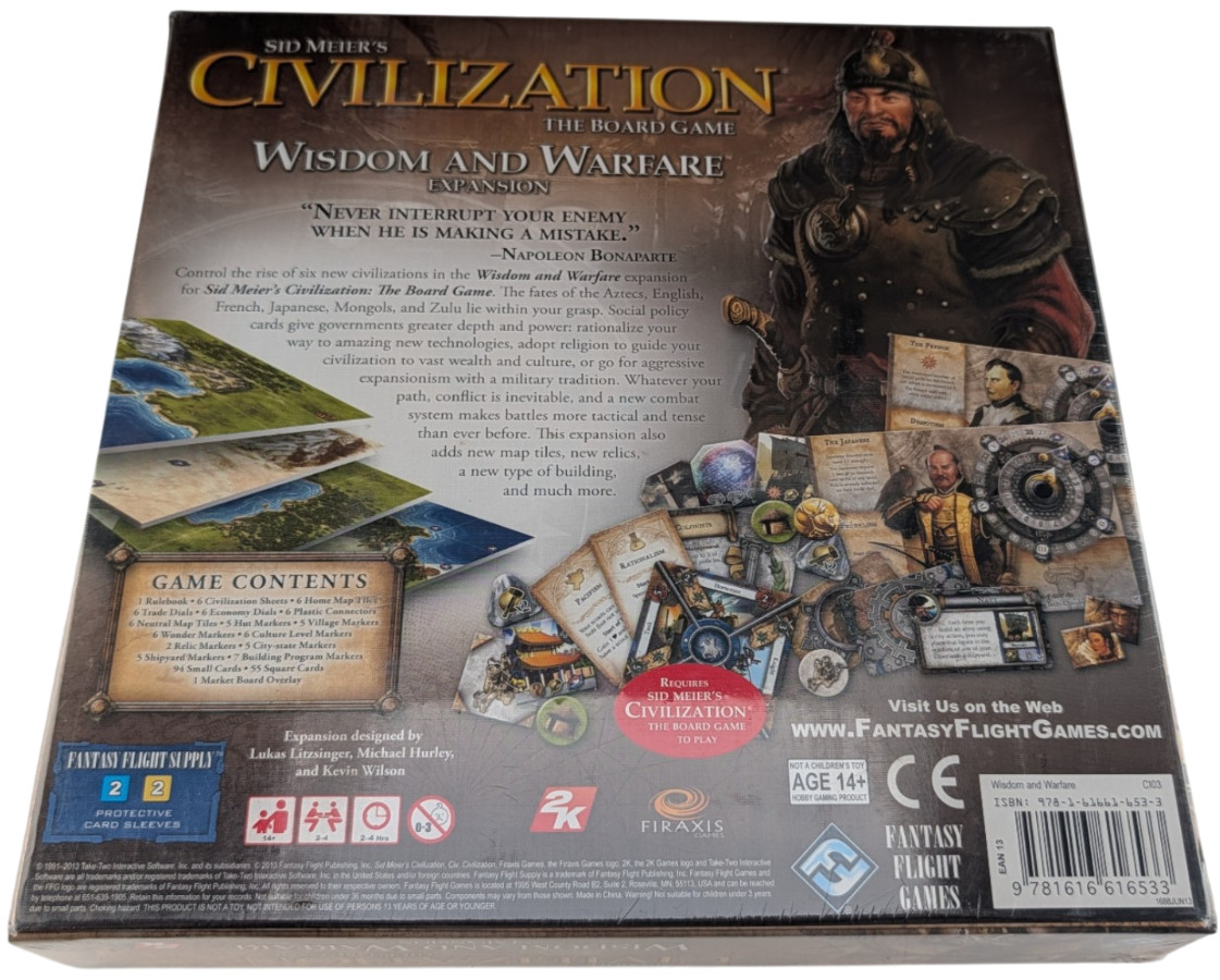 Sid Meier’s Civilization The Board Game Wisdom and Warfare Expansion New Sealed