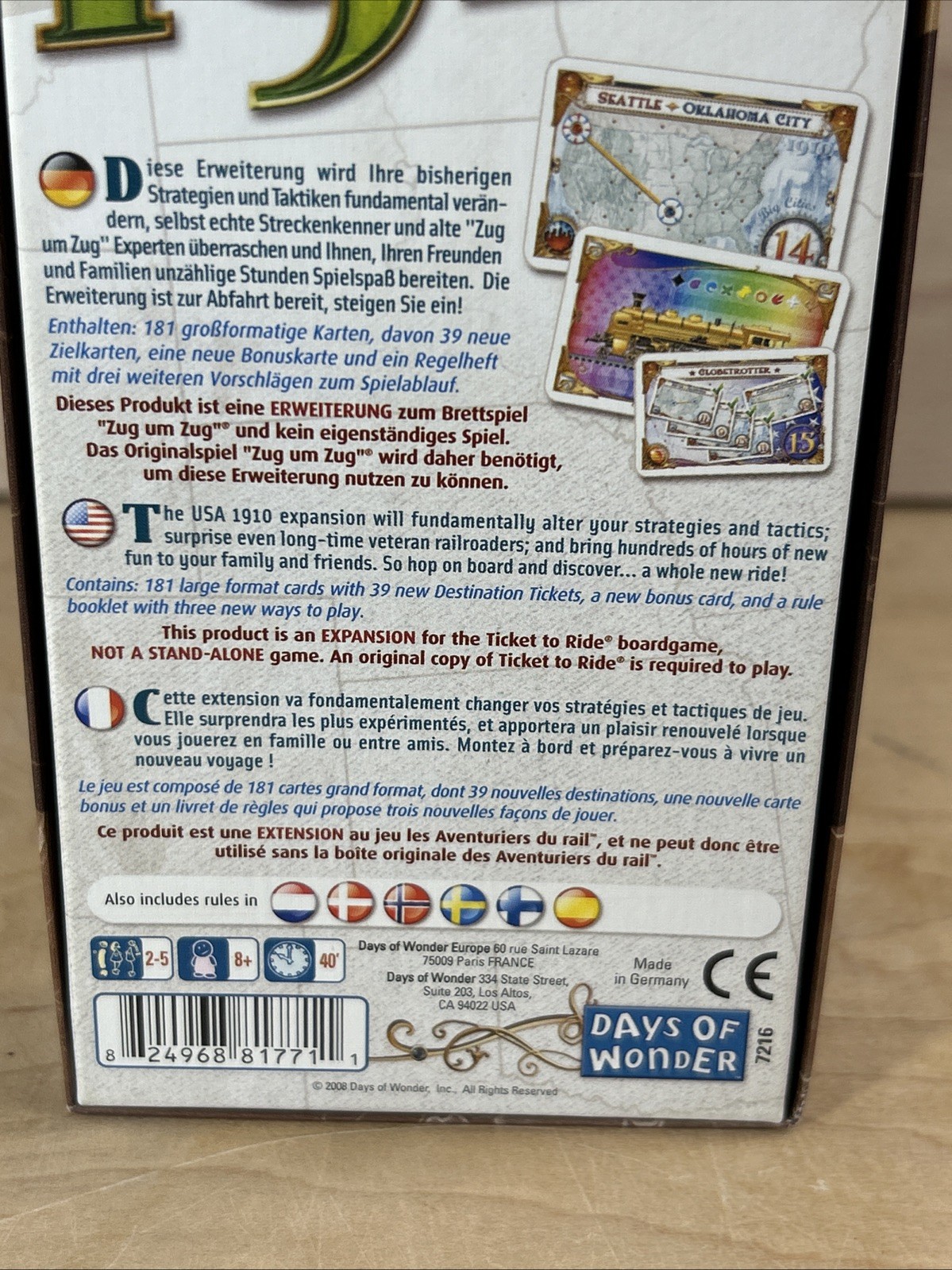 Days of Wonder Ticket To Ride by Alan R. Moon Train Adventure Board Game Plus