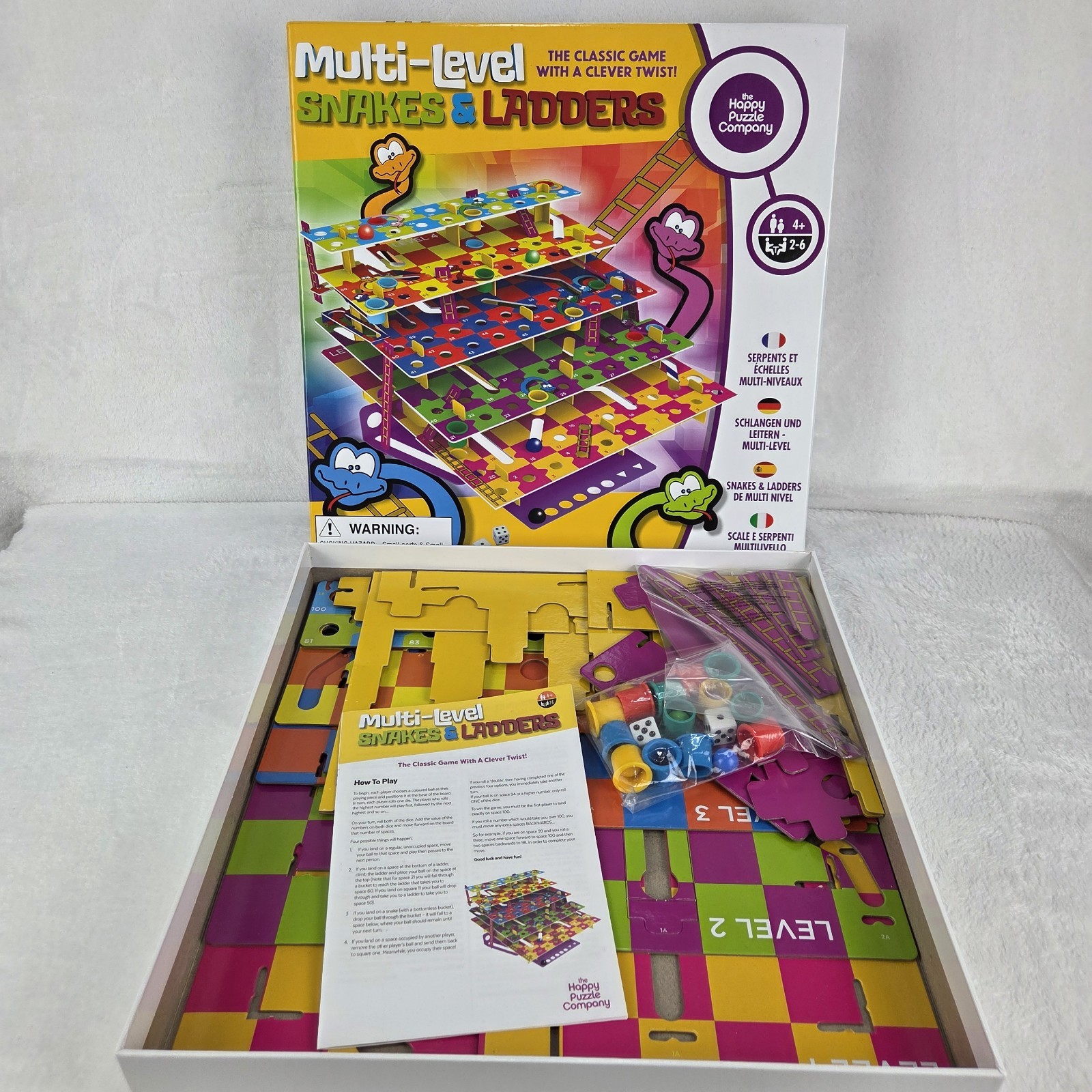 Multi-Level 3D Snakes And Ladders Board Game Happy Puzzle Company 2021 Complete