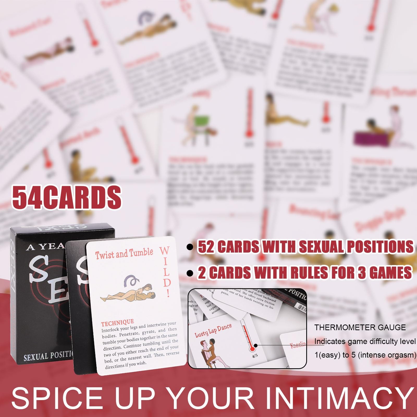 JOCNIKA Sex Position Cards,Date Night Sex Card Couple Game Cards, Adventurous…