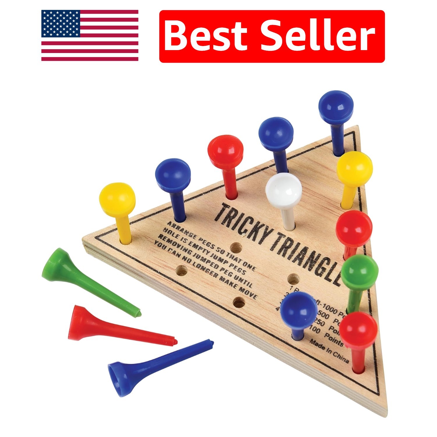 U.S. Toy Tricky Triangle Solitaire – Mind-Challenging Travel Game for Road Trips