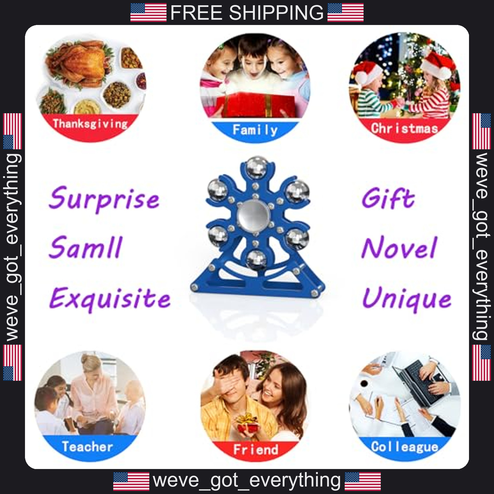Metal Fidget Spinner and Ferris Wheel Desk Toy for Stress Relief