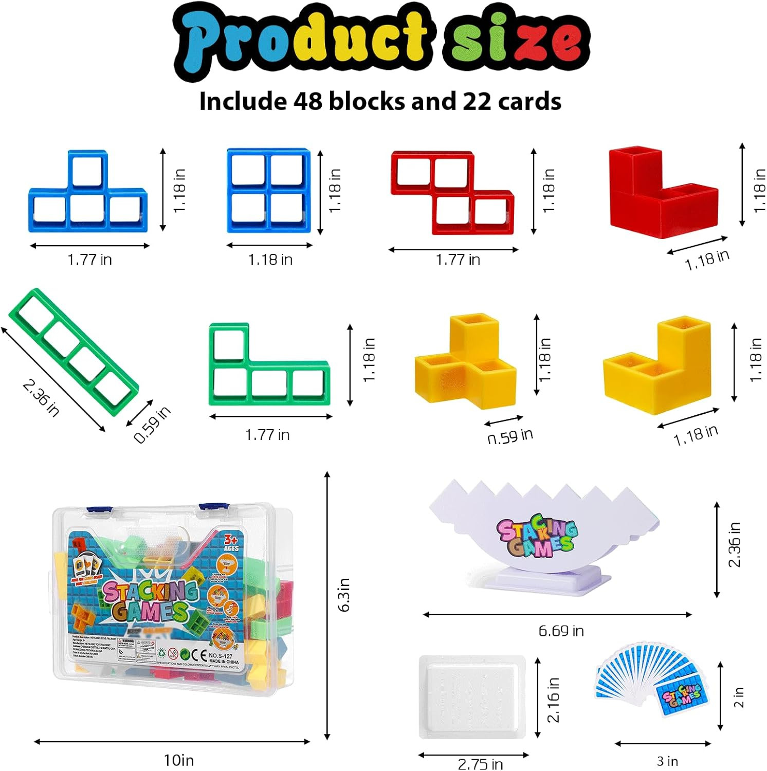 48Pcs Tetra Tower Stacking Blocks Game, Board Games for Families, Parties, Trave
