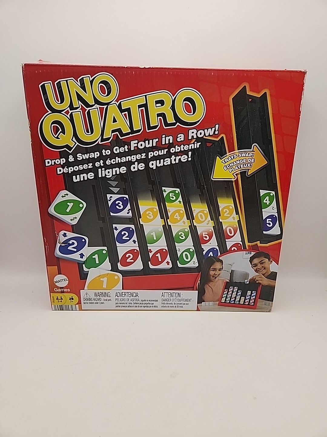 Uno Quatro Game Drop & Swap Family Party Game Board Games Toy Age 7+
