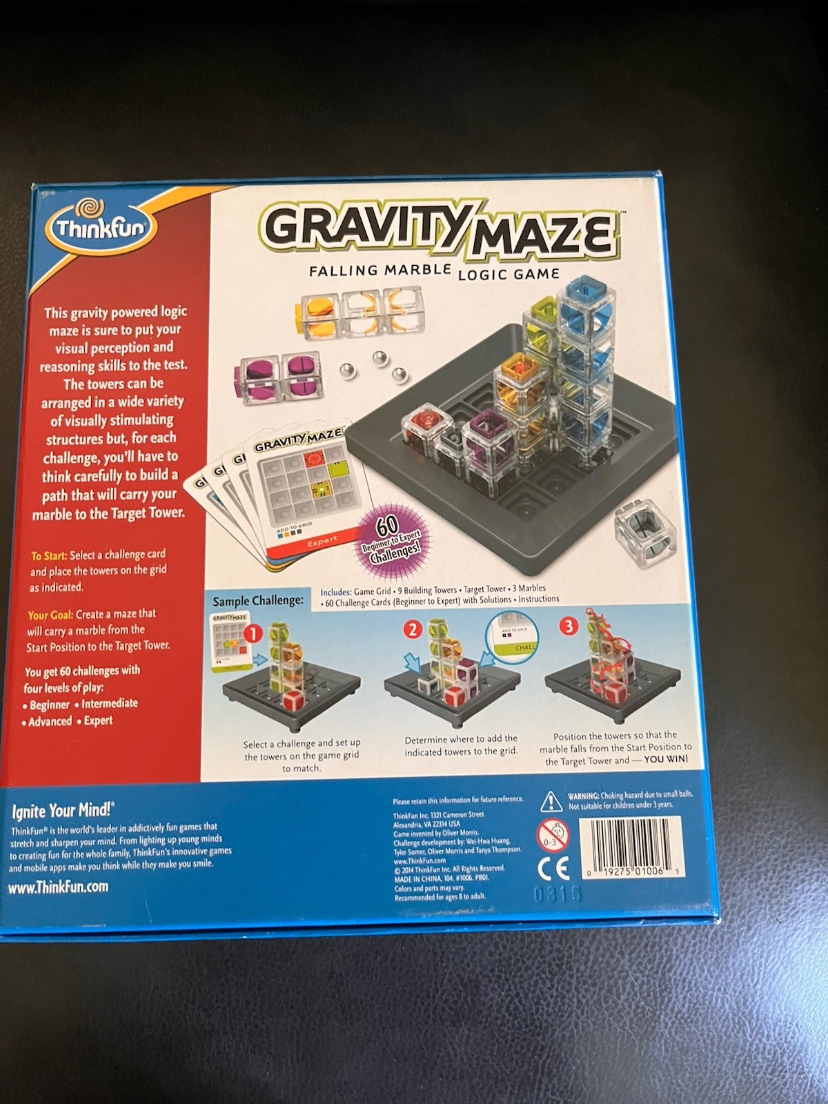 THINK FUN GRAVITY MAZE GAME FALLING MARBLE AGES 8 TO ADULT ignite your mind!