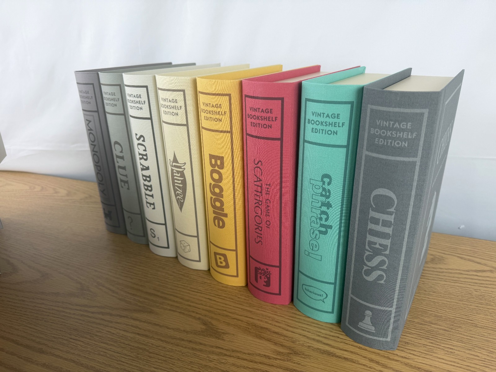 Collection of 8 Vintage Bookshelf Games Linen Book by WS Game Company Open Box