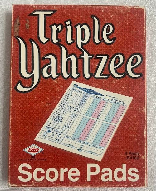 Vintage Triple Yahtzee Score Sheets in Original Box Color and Black/White