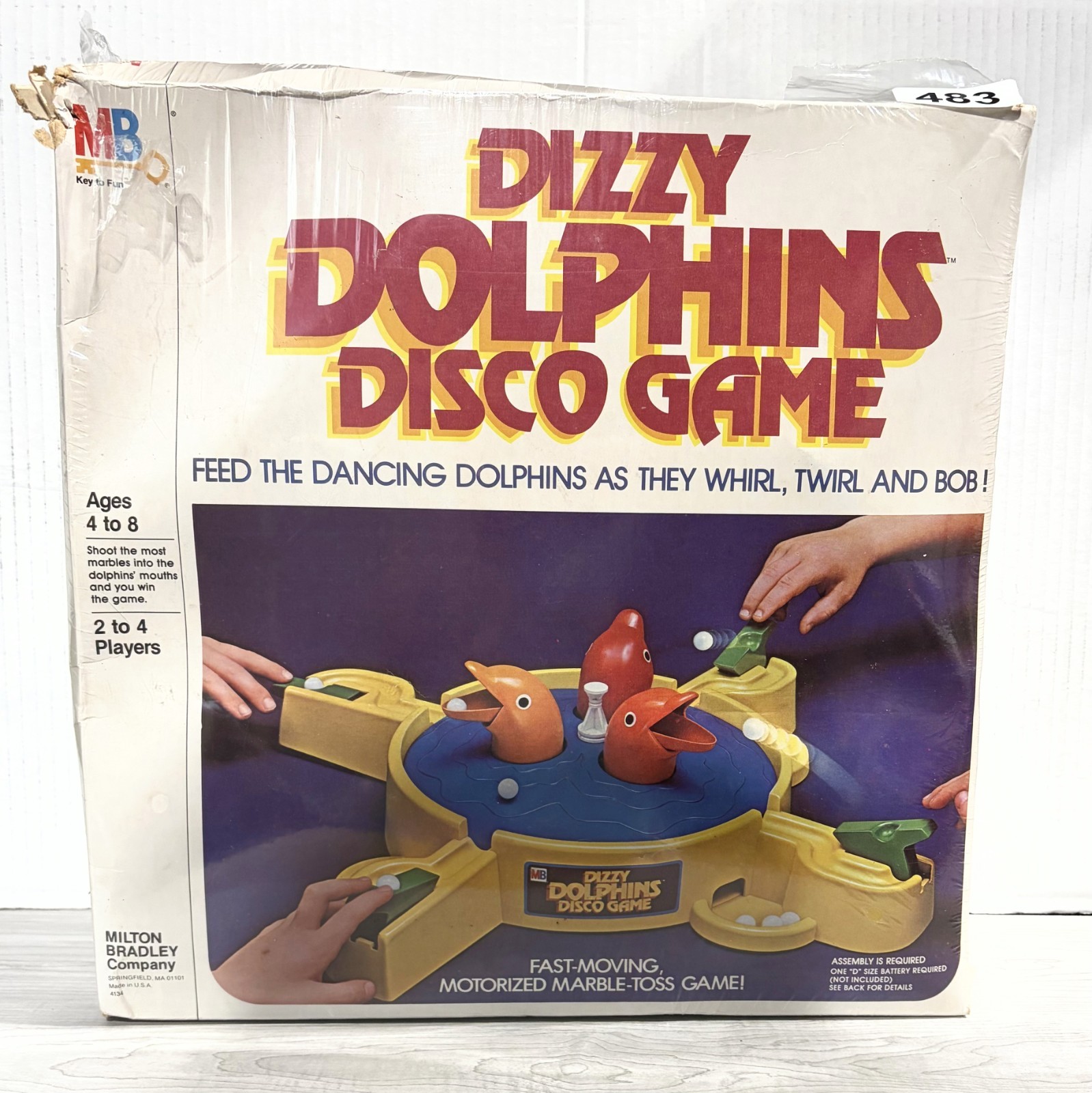 NEW in PLASTIC Vintage DIZZY DOLPHINS Disco Game 1981 Milton Bradley Marble Game