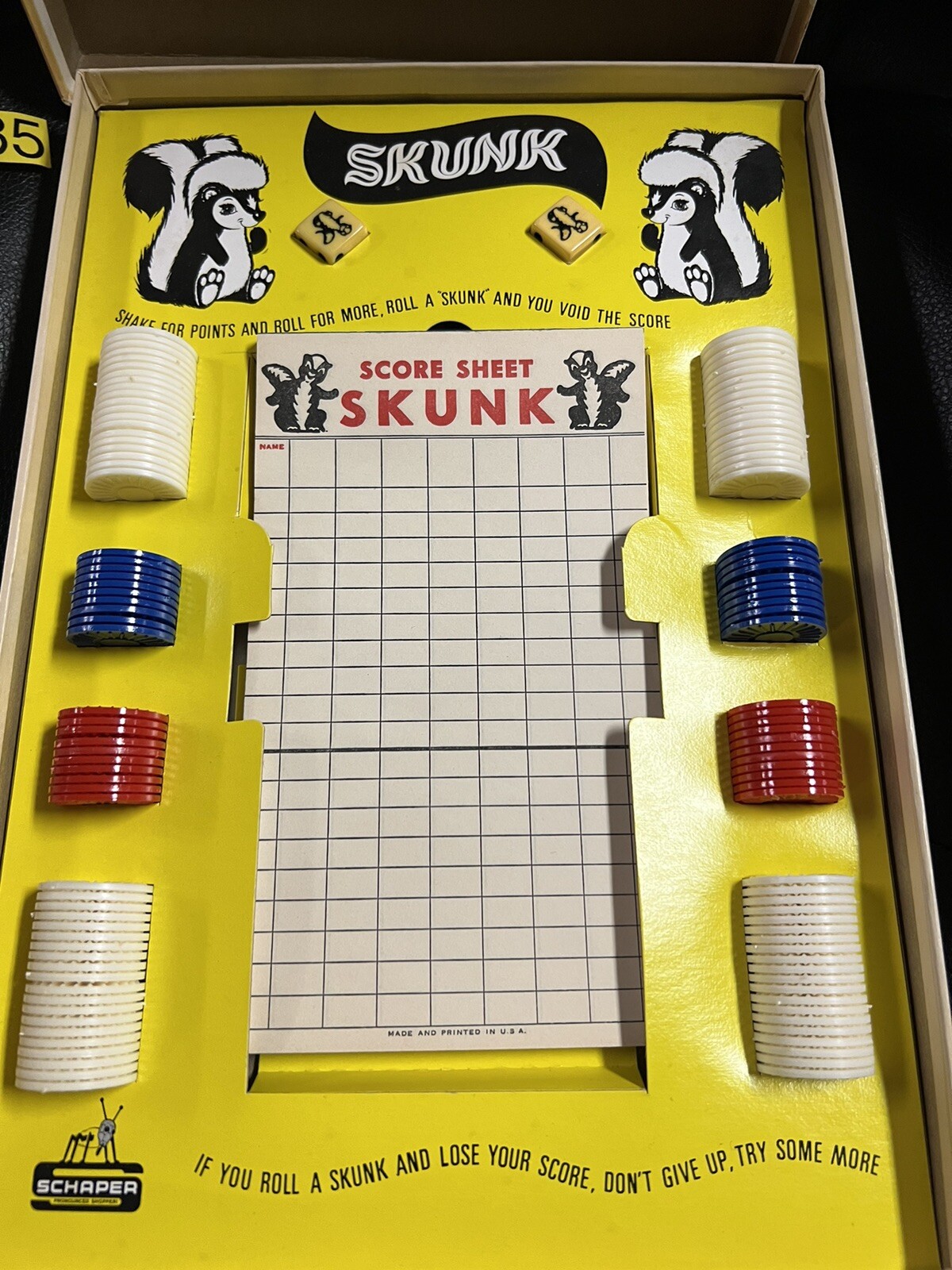 SKUNK 1968 SCHAPER DICE GAME NEW OPEN BOX RARE HARD TO FIND