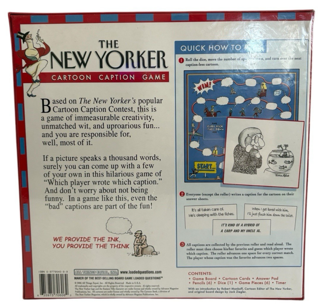 New The New Yorker Cartoon Caption Board Game 3-6 Players Sealed