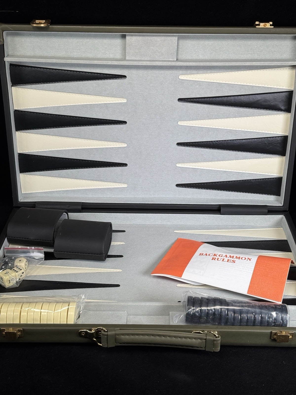 WE Games Gray/Black Leatherette Backgammon Set 11 X 18” Closed
