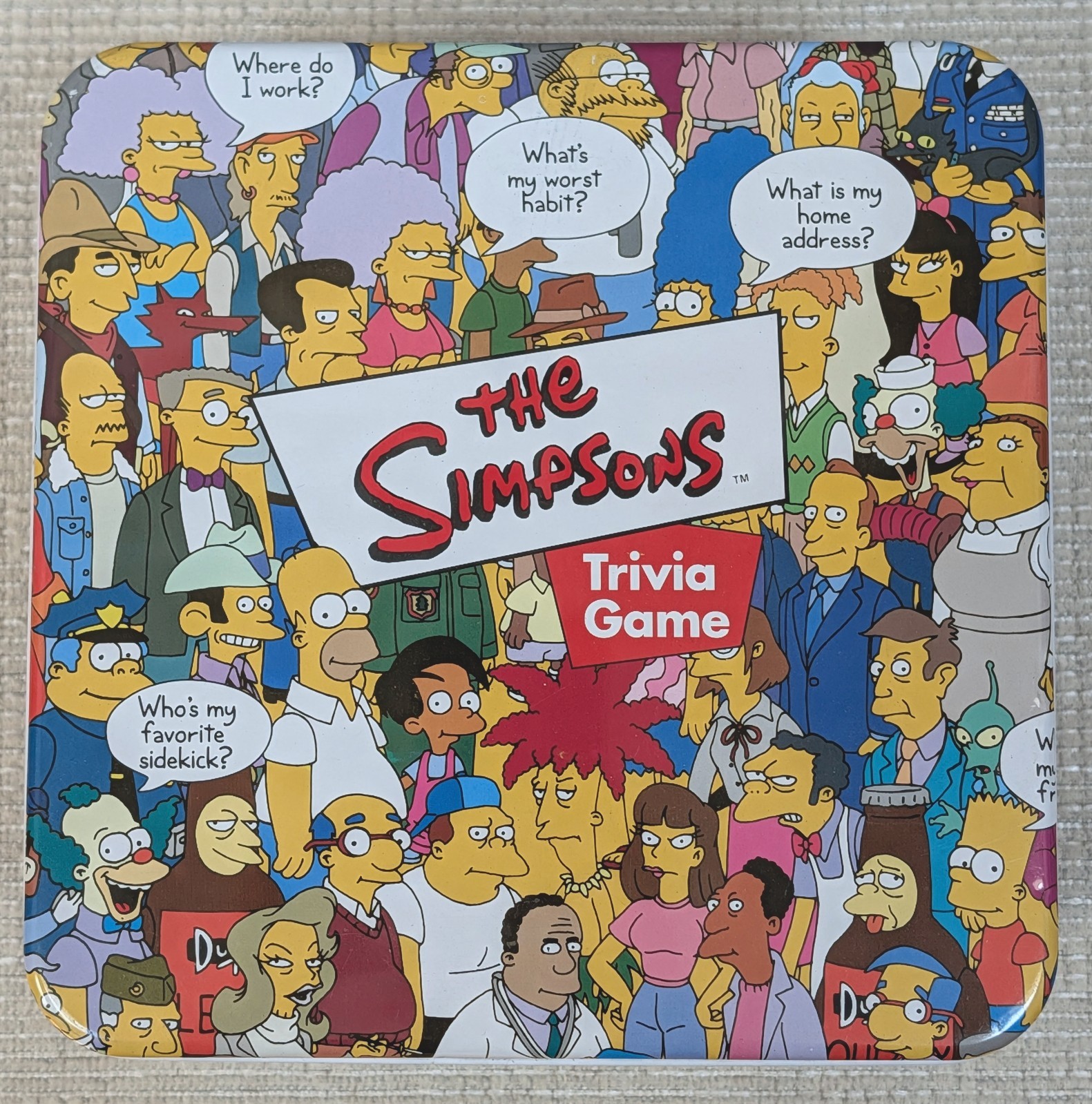 The Simpsons Trivia Game in Metal Collector’s Tin Box, Cardinal, 2000, Complete
