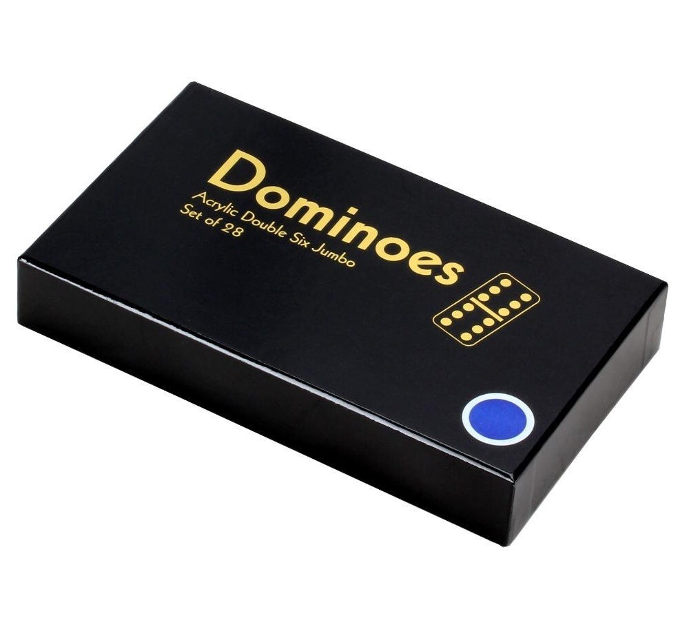 Premium Dominoes Double 6 Six Jumbo Size Acrylic Blue