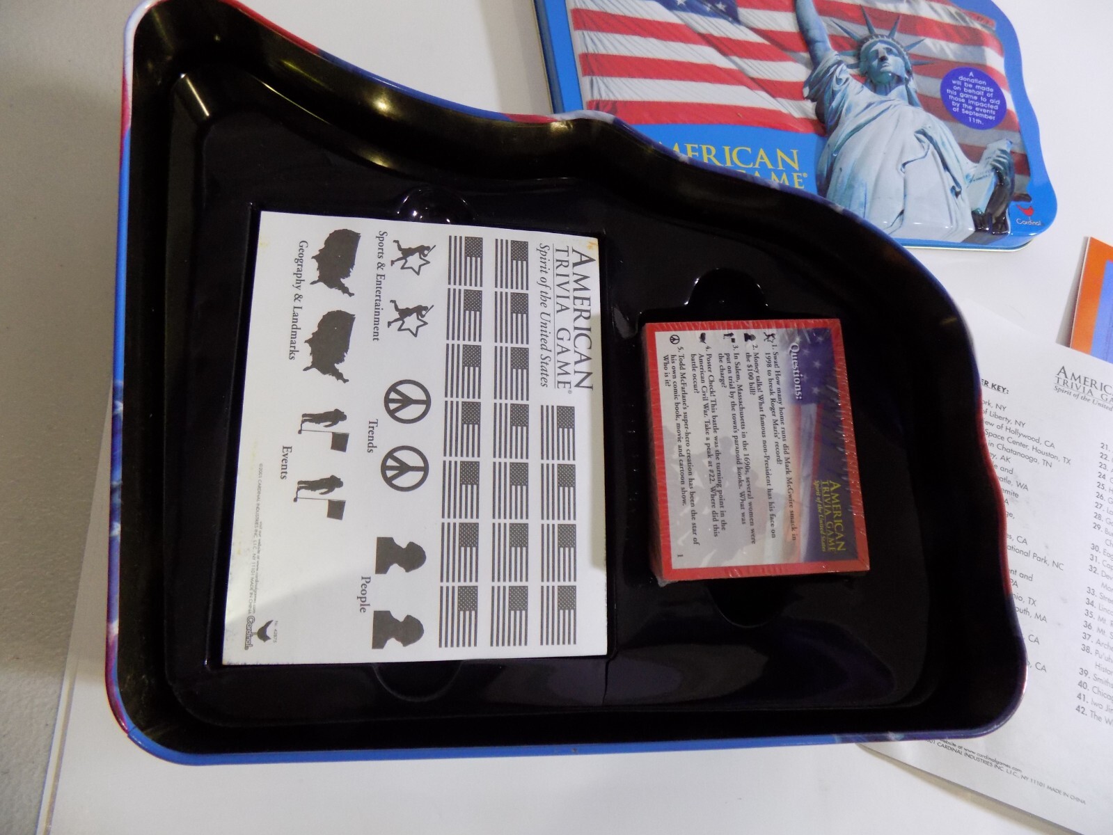 American Trivia Game Spirit United States Educational Family Metal Tin