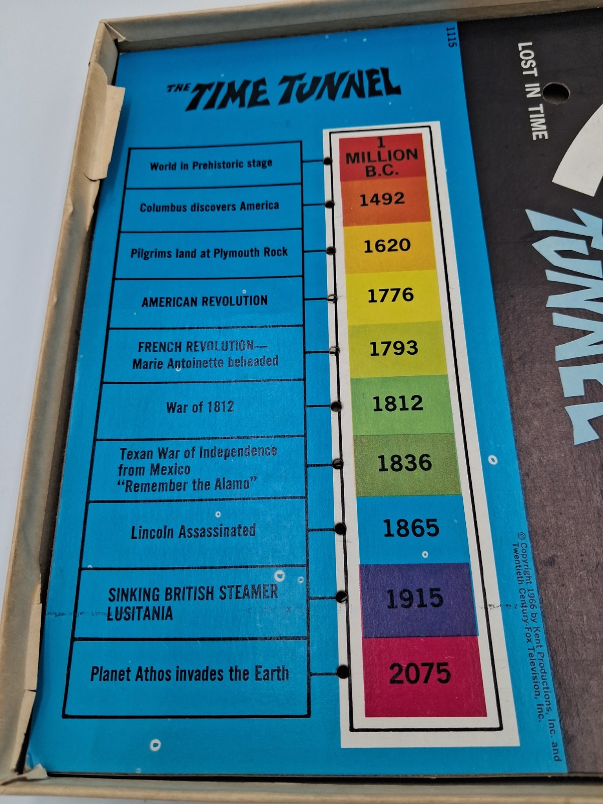 Time Tunnel Spin-To-Win Board Game, C 1967 Pressman Toy Co, MISSING PEICES