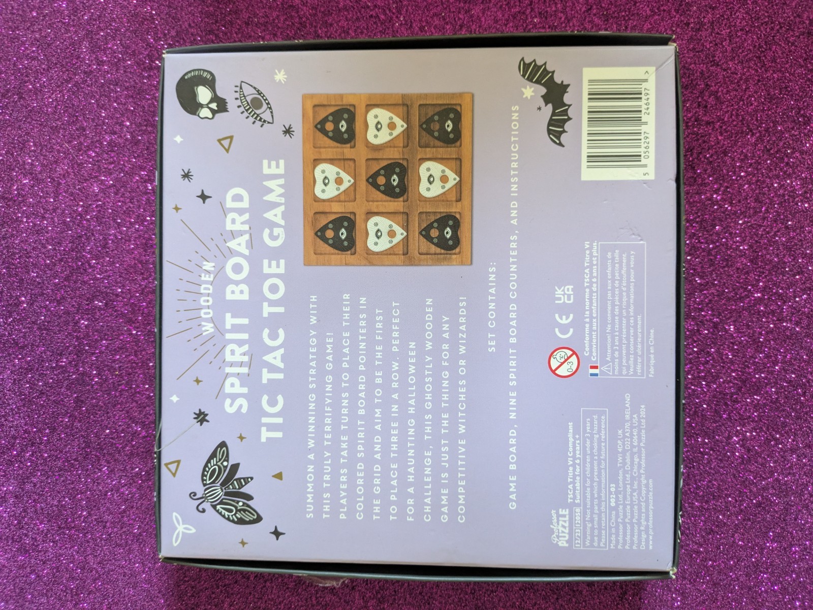 Wooden Spirit Board Tic Tac Toe Game for Kids Adults Halloween