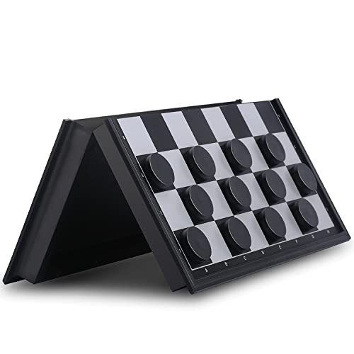 Magnetic Travel Checkers Board Game Set with Folding Board Family Educational
