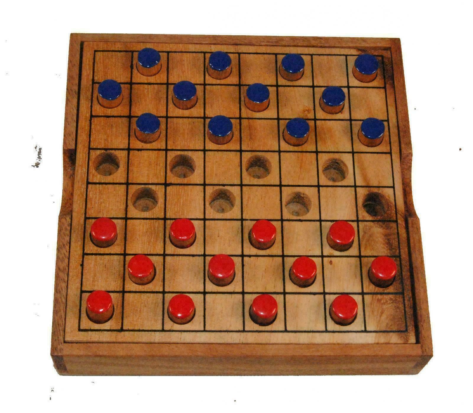Ethical Thai Wooden Draughts Checkers Strategy Board Game Brain Teaser 14x14cm