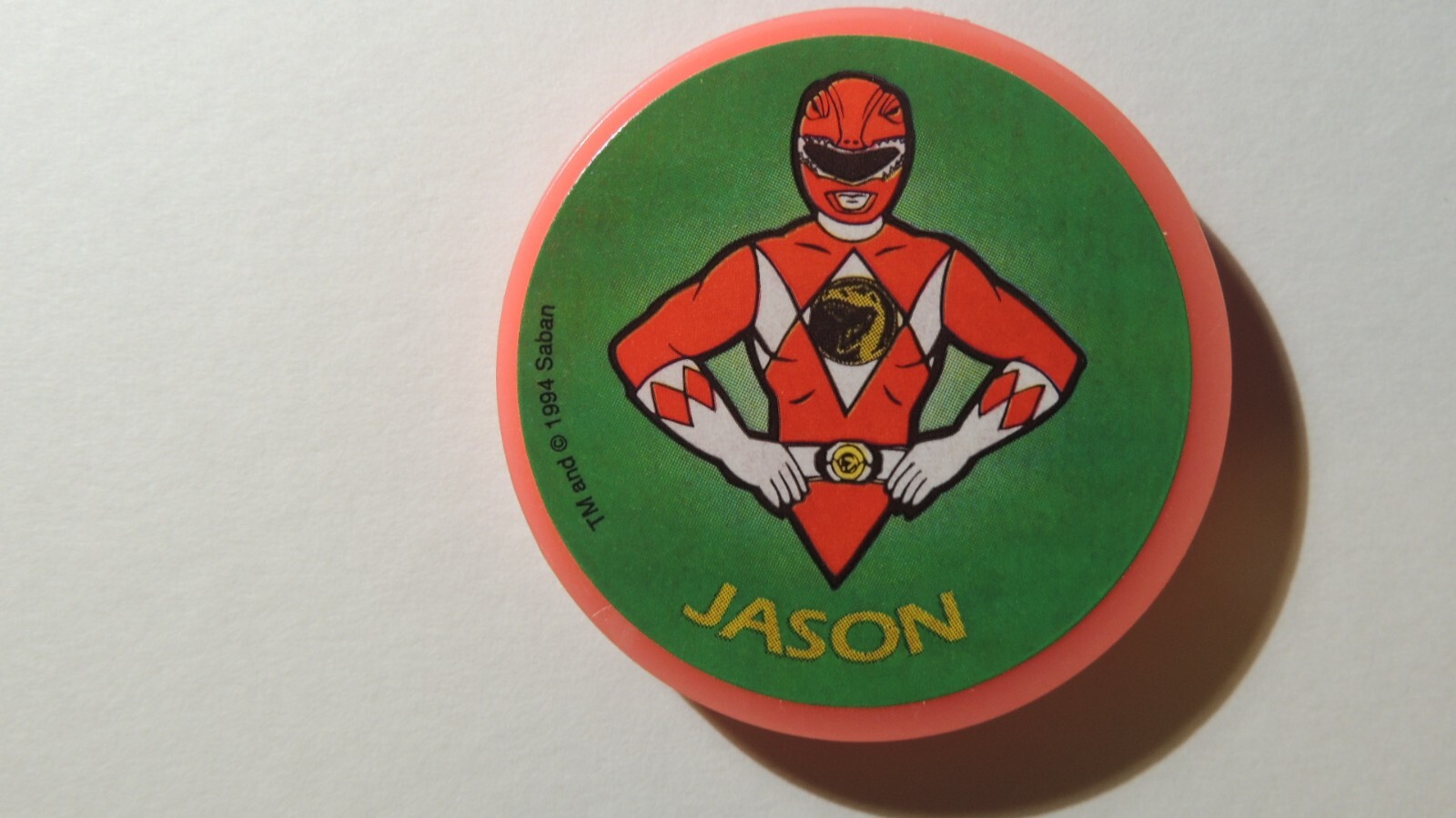 POWER RANGERS VINTAGE 1990’s ‘POG SLAMMER SET OF 6 PINK WITH STORAGE CONTAINER