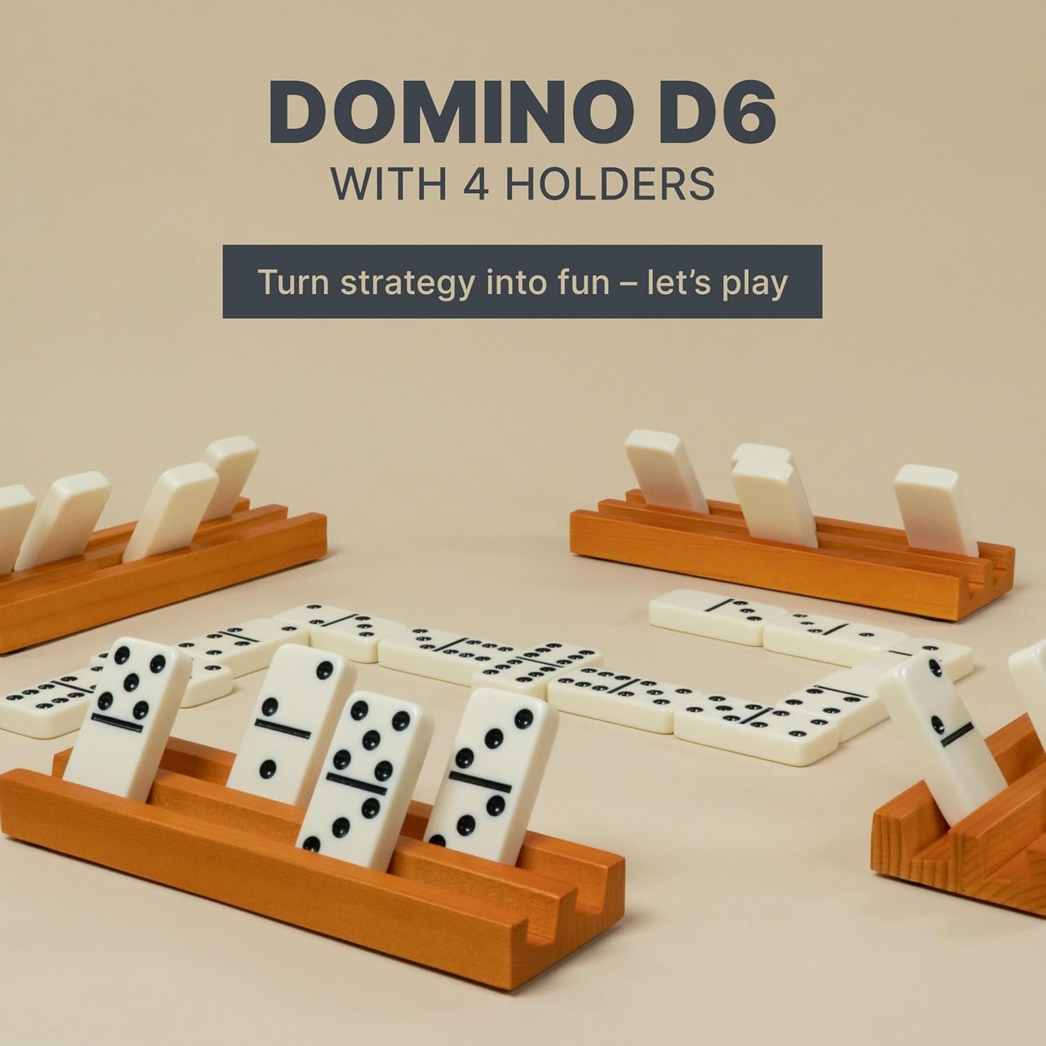 Complete Double Six Dominoes Set with 4 Racks and Travel Case for Adults
