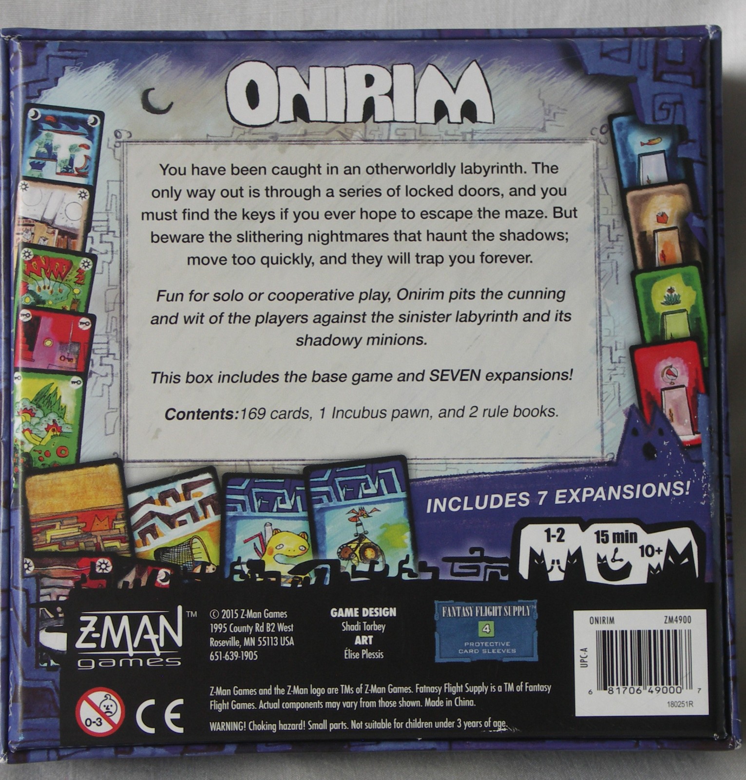Onirim Game Includes 7 Expansions Z-Man Games Shadi Torbey New Open Box