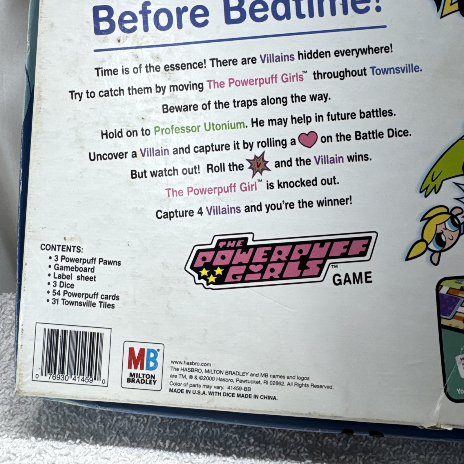 The Powerpuff Girls Board Game Cartoon Network Hasbro 2000 Not Complete