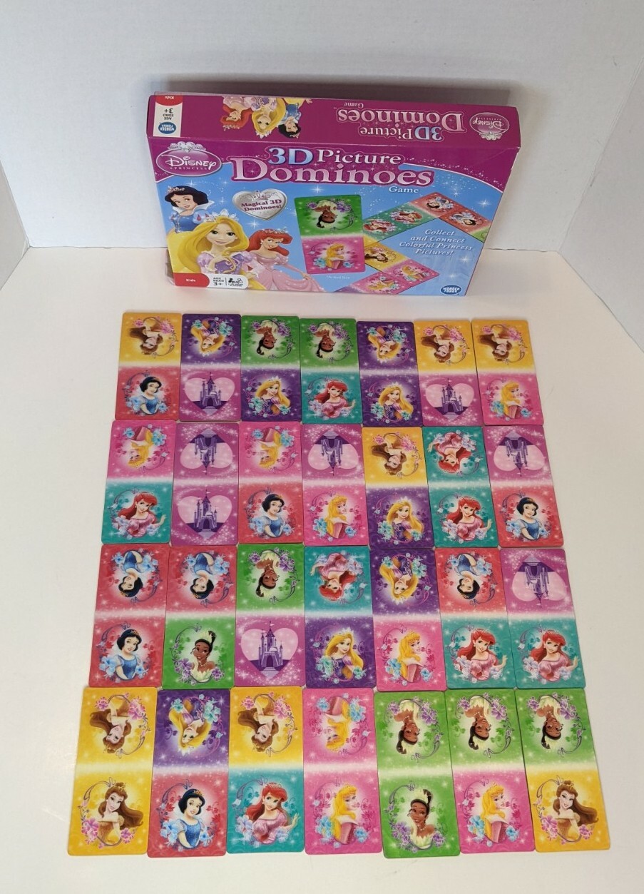 Rare Disney Princess 3D Picture Dominoes Domino Game Wonder Forge – Complete!