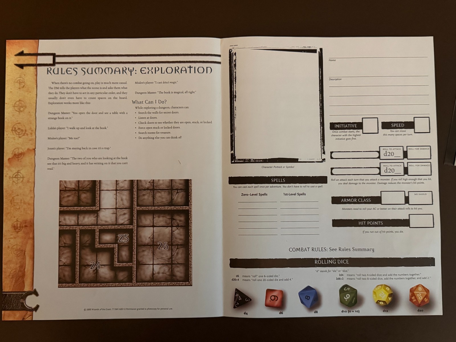 D&D Adventure Game Box Set. Pristine Components. Clean and Unpunched. 6 Dice.