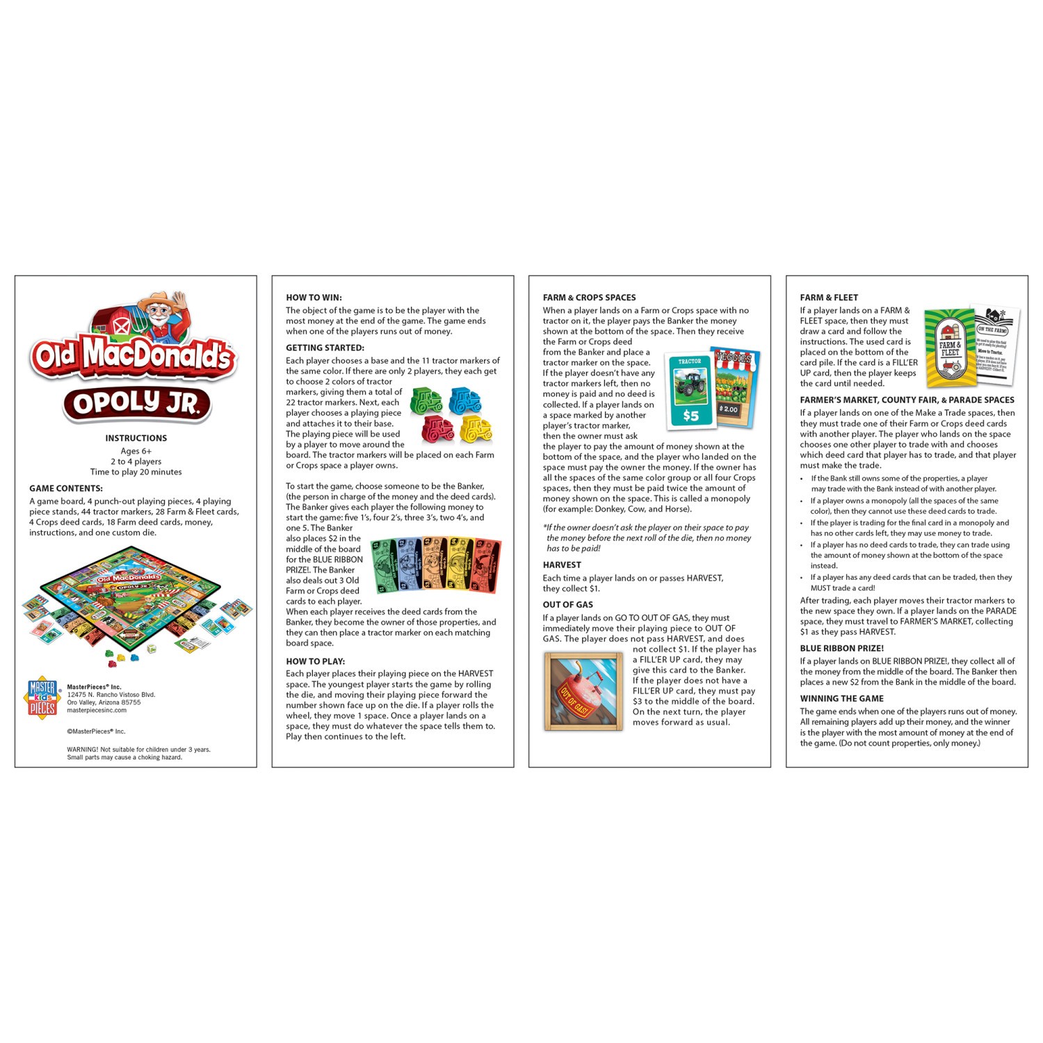 MasterPieces – Old MacDonald’s Farm Opoly Junior – Board Game for Kids
