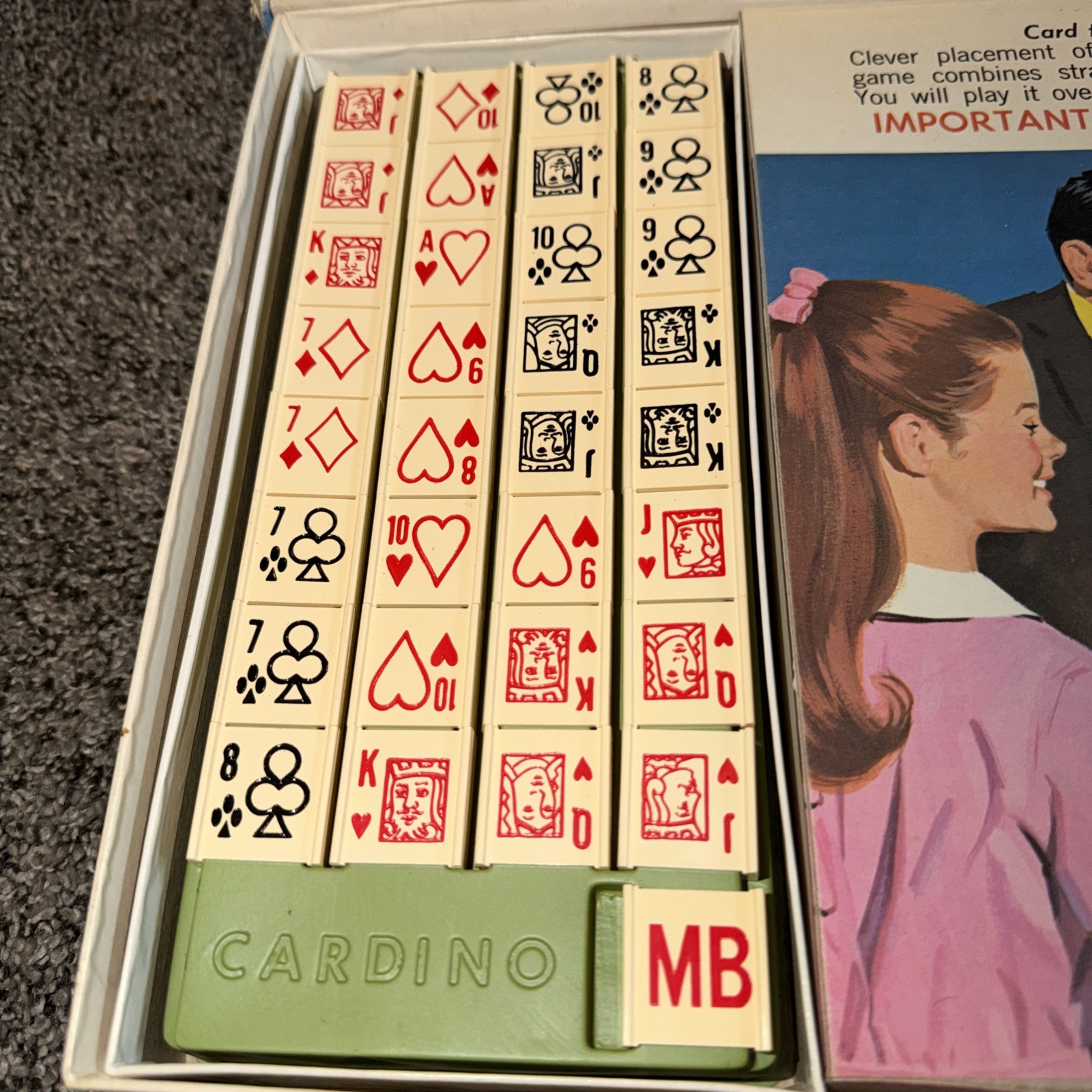 Vintage 1970 Milton Bradley CARDINO Exciting Card Tile Strategy Game! COMPLETE!