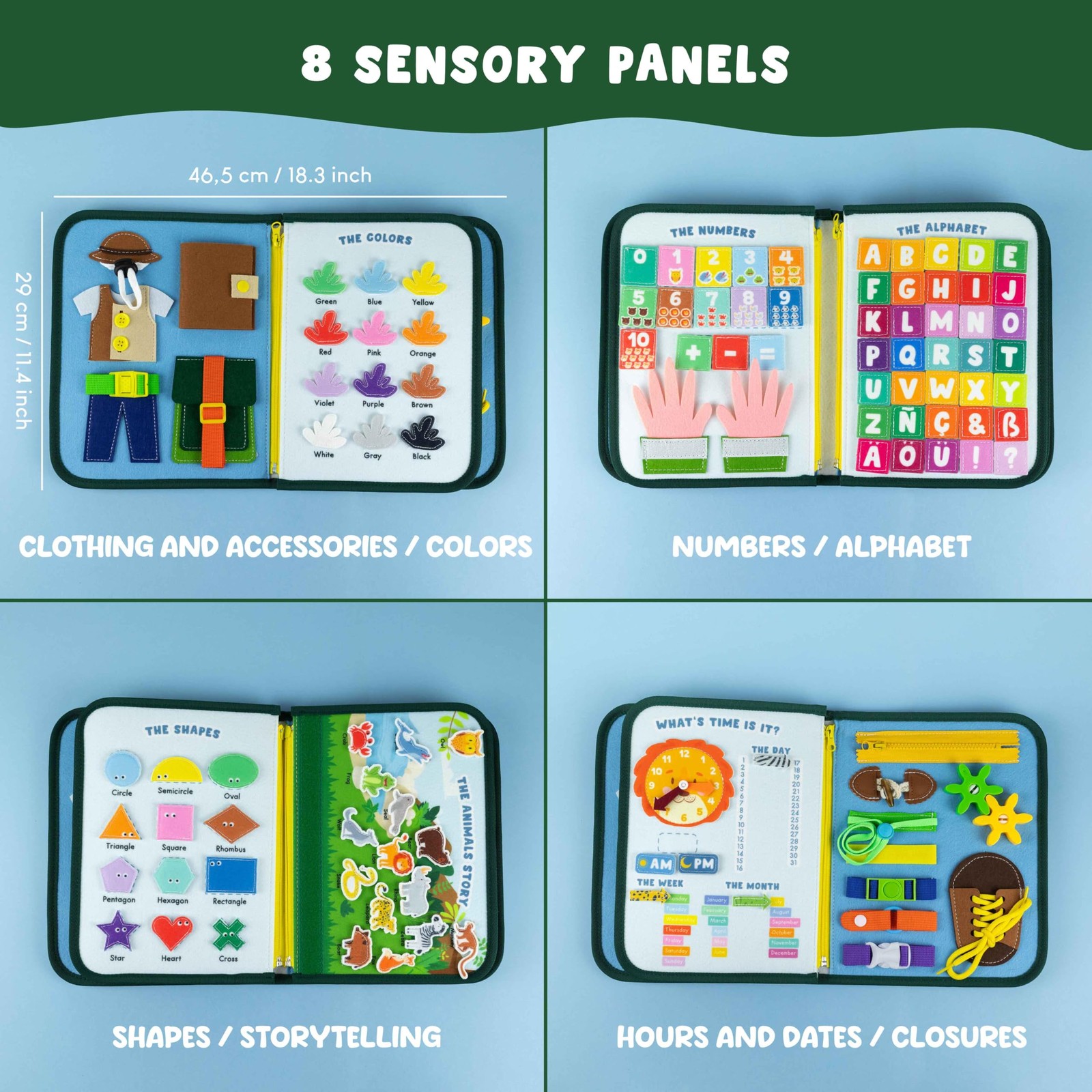 Montessori Busy Board Felt Quiet Book Toddler Learning Toy for Travel
