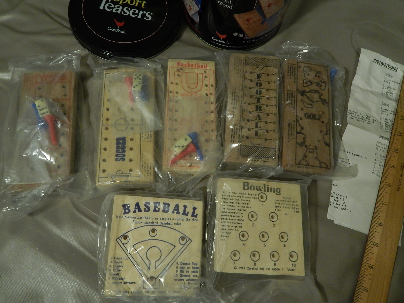 1993 Sport Teasers “7 Different Brain Busters” [Solid Wood] METAL TIN ~Cardinal~