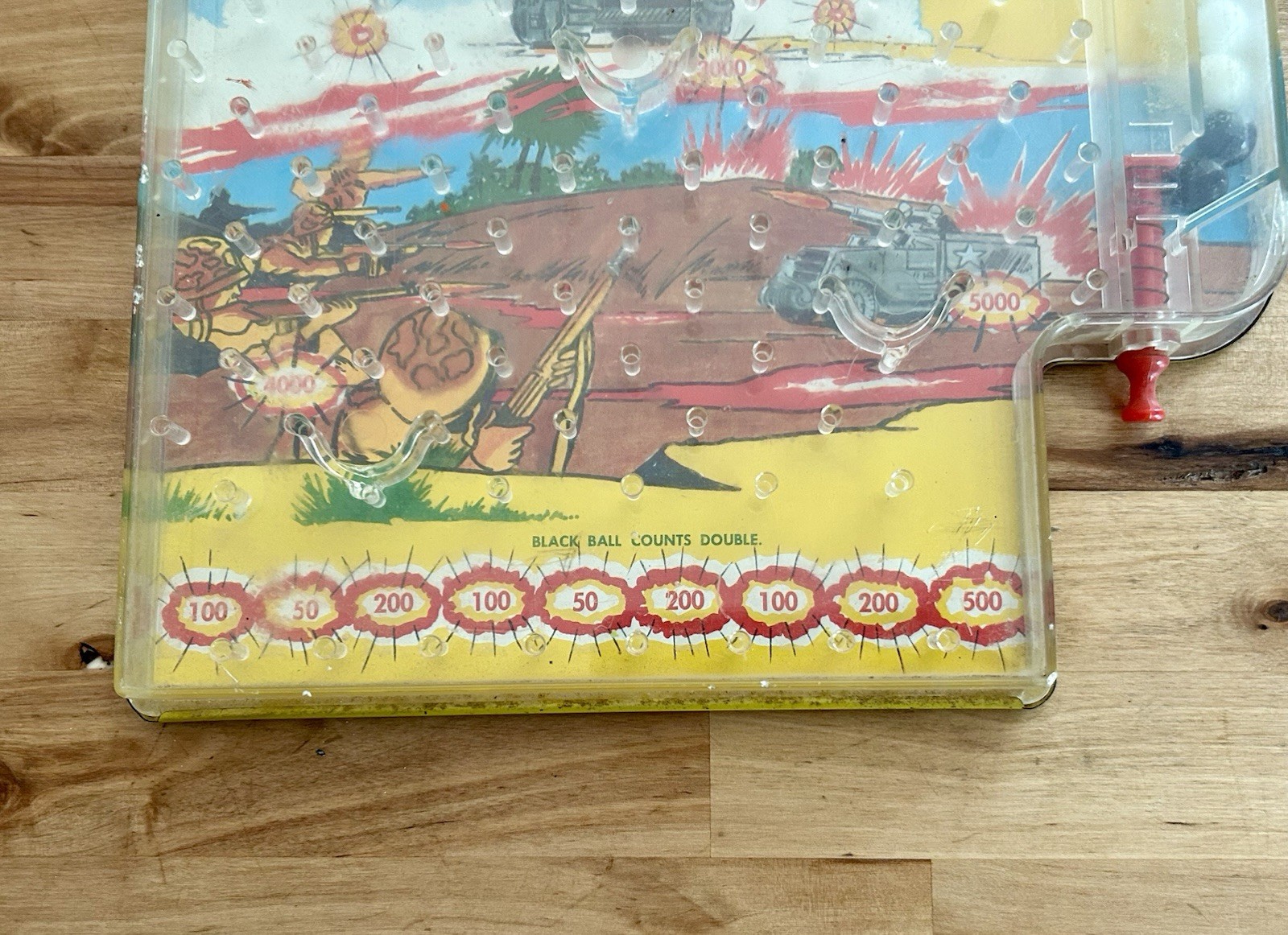 VTG 50’S Wolverine Toys BATTLE ACTION MARBLE GAME Tabletop Pinball 16” x 10”