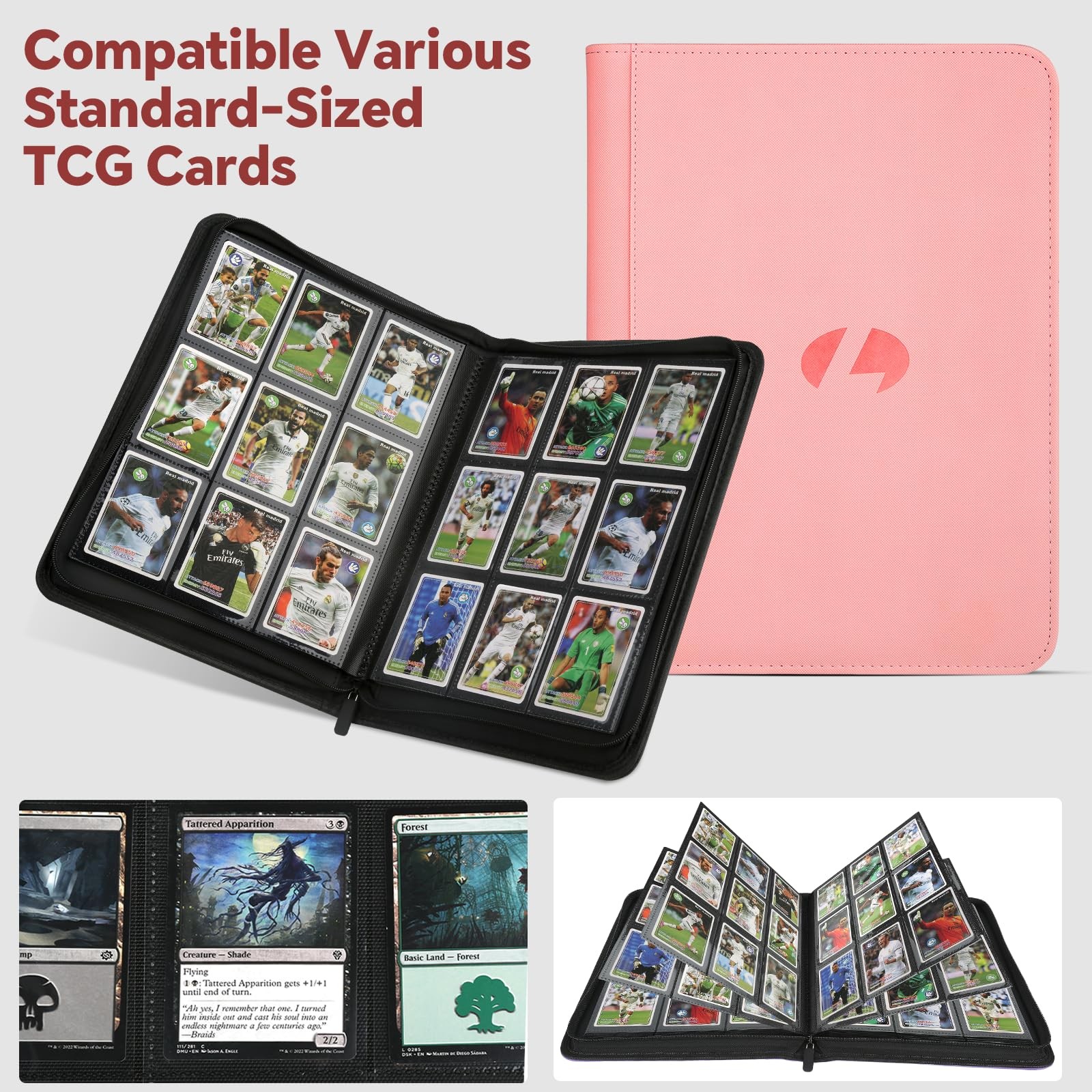 Trading Card Binder, Premium 9-Pocket Double Sided 9 Pocket Pink 1