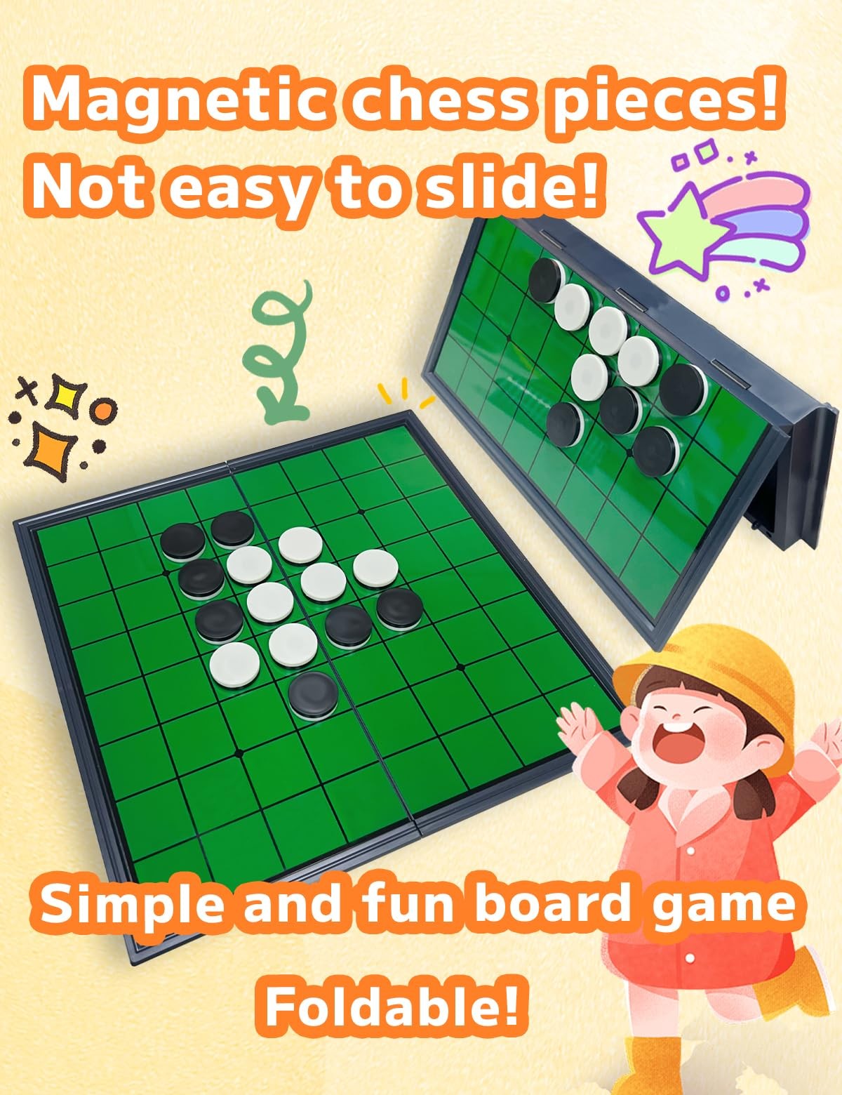 Reversi Board Game 2 Player Magnetic Folding Classic Strategy Family Travel Brai