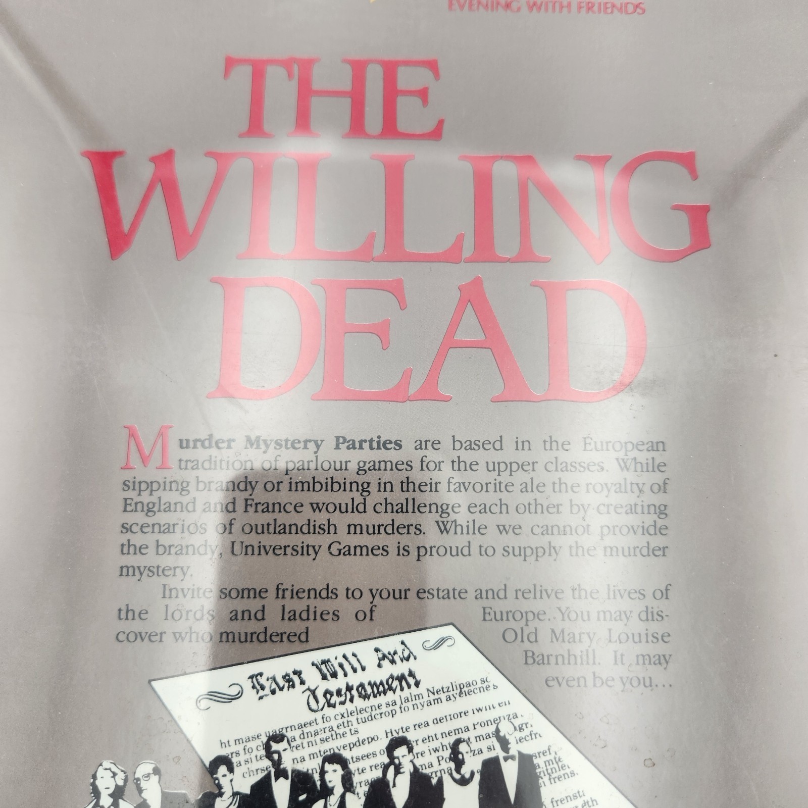 University Games The Willing Dead Murder Mystery Role Playing Game UG 2000 1985