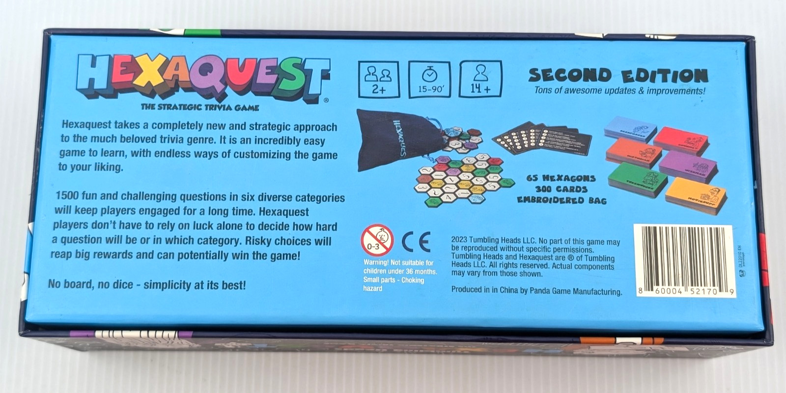 HexaQuest Strategic Trivia Game Tumbling Heads 100% COMPLETE Second Edition