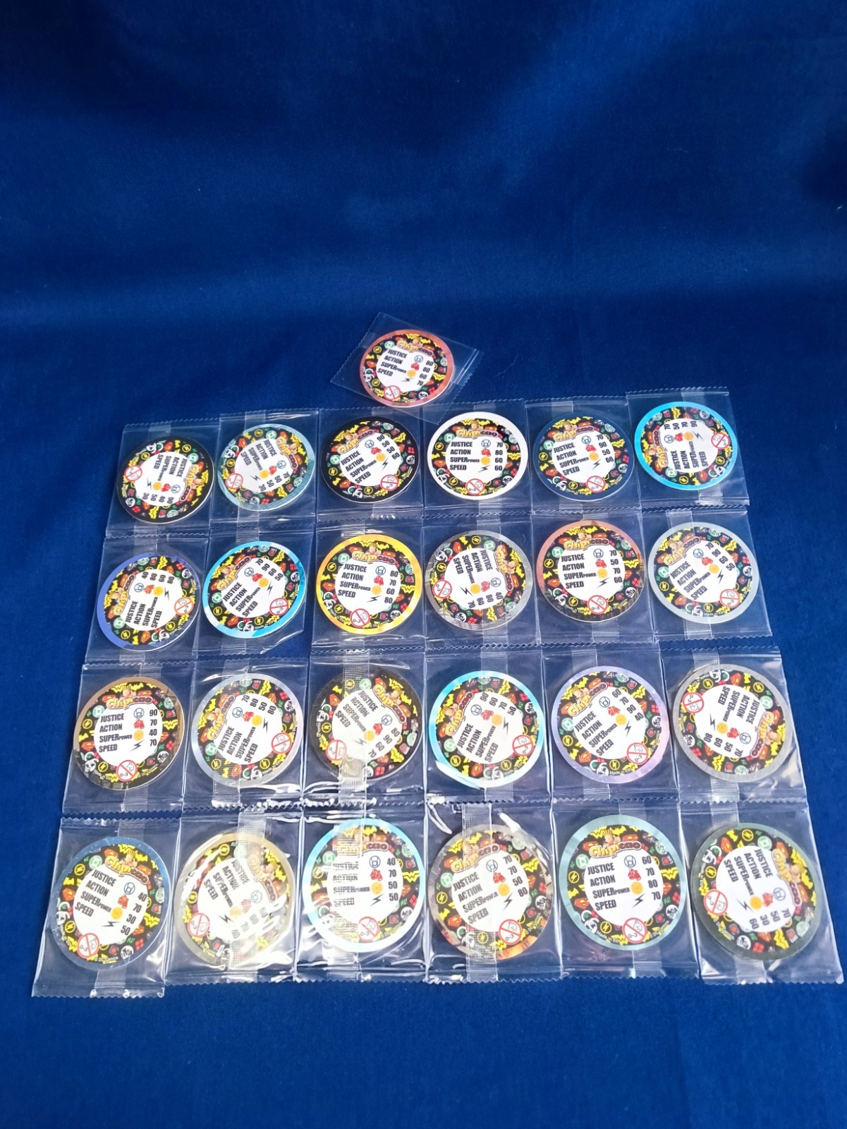 Lot of 25 DC Comics Justice League Pogs Tazos Caps – Chipicao Cardboard Sealed