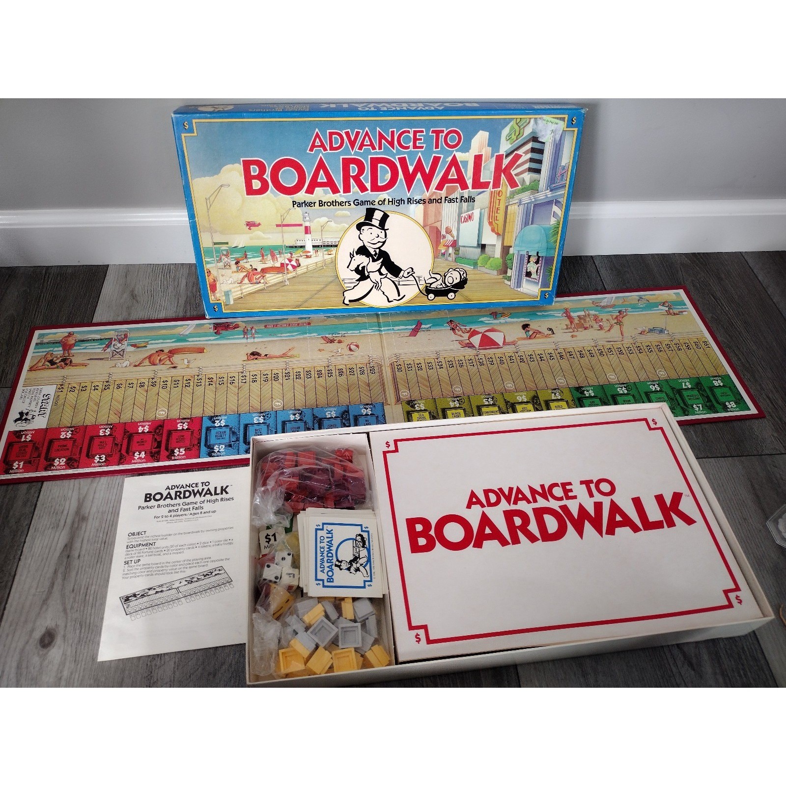 VTG Parker Brothers 1985 Advance to Boardwalk Board Game Complete 2-4 Players 8+