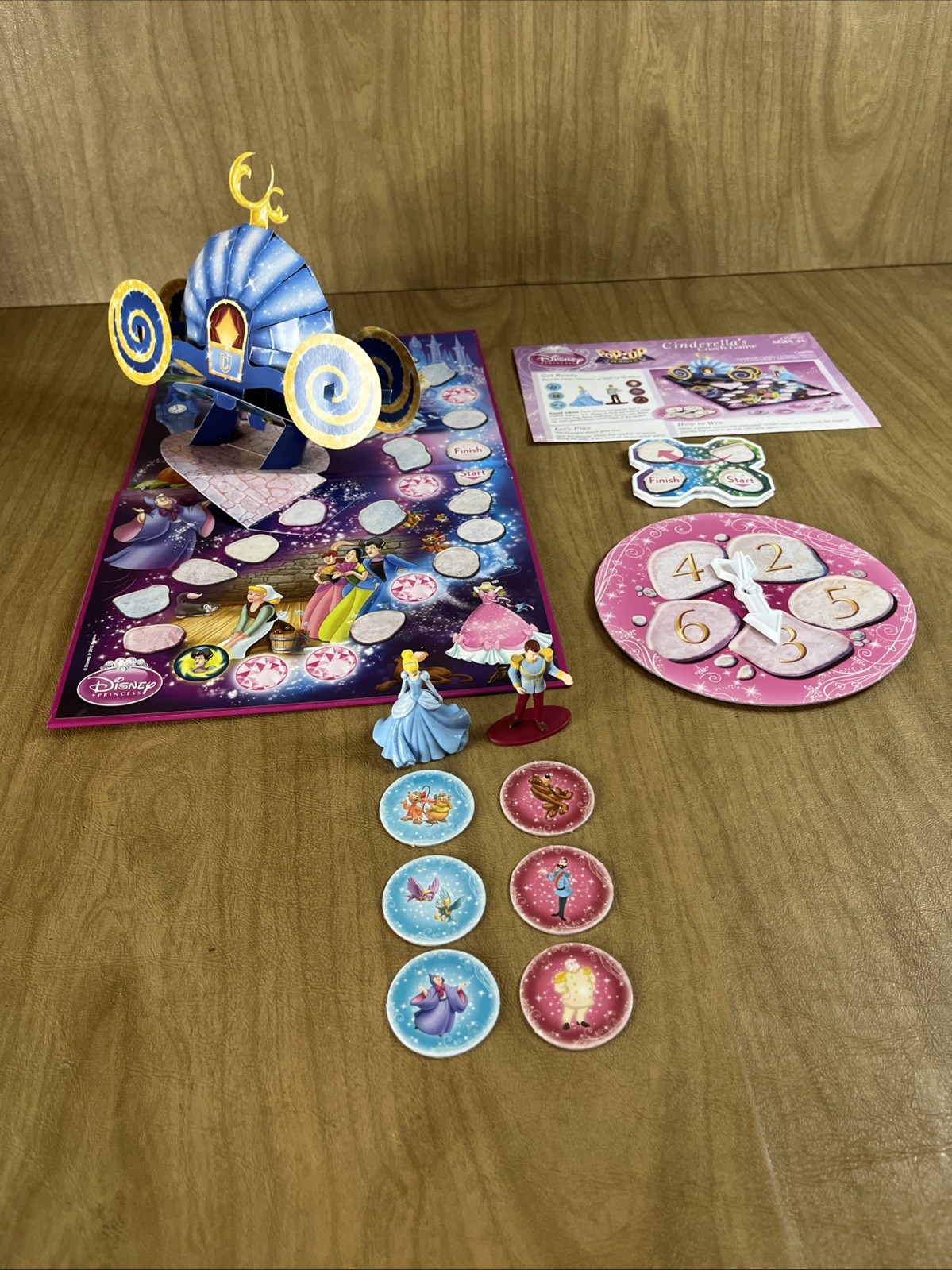 Disney Princess Pop-Up Magic Castle Tangled & Cinderellas Coach Board Games Lot