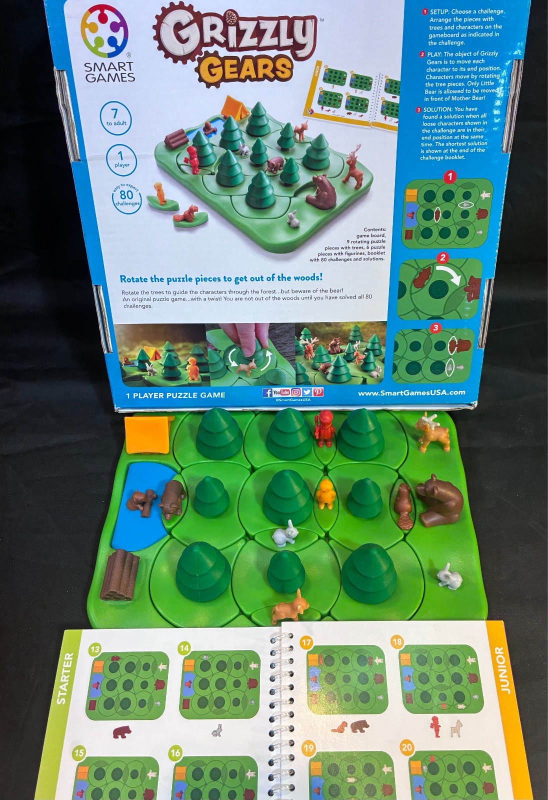 GRIZZLY GAMES 1 Player Logic Puzzle Game 80 Challenges COMPLETE AGES 7+ RARE OOP