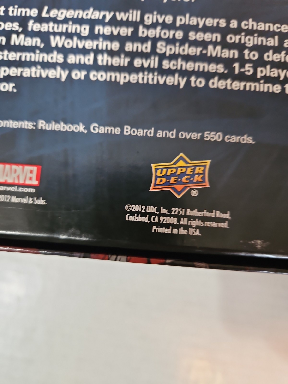 Legendary: A Marvel Deck Building Game base game with 500 cards used Original V