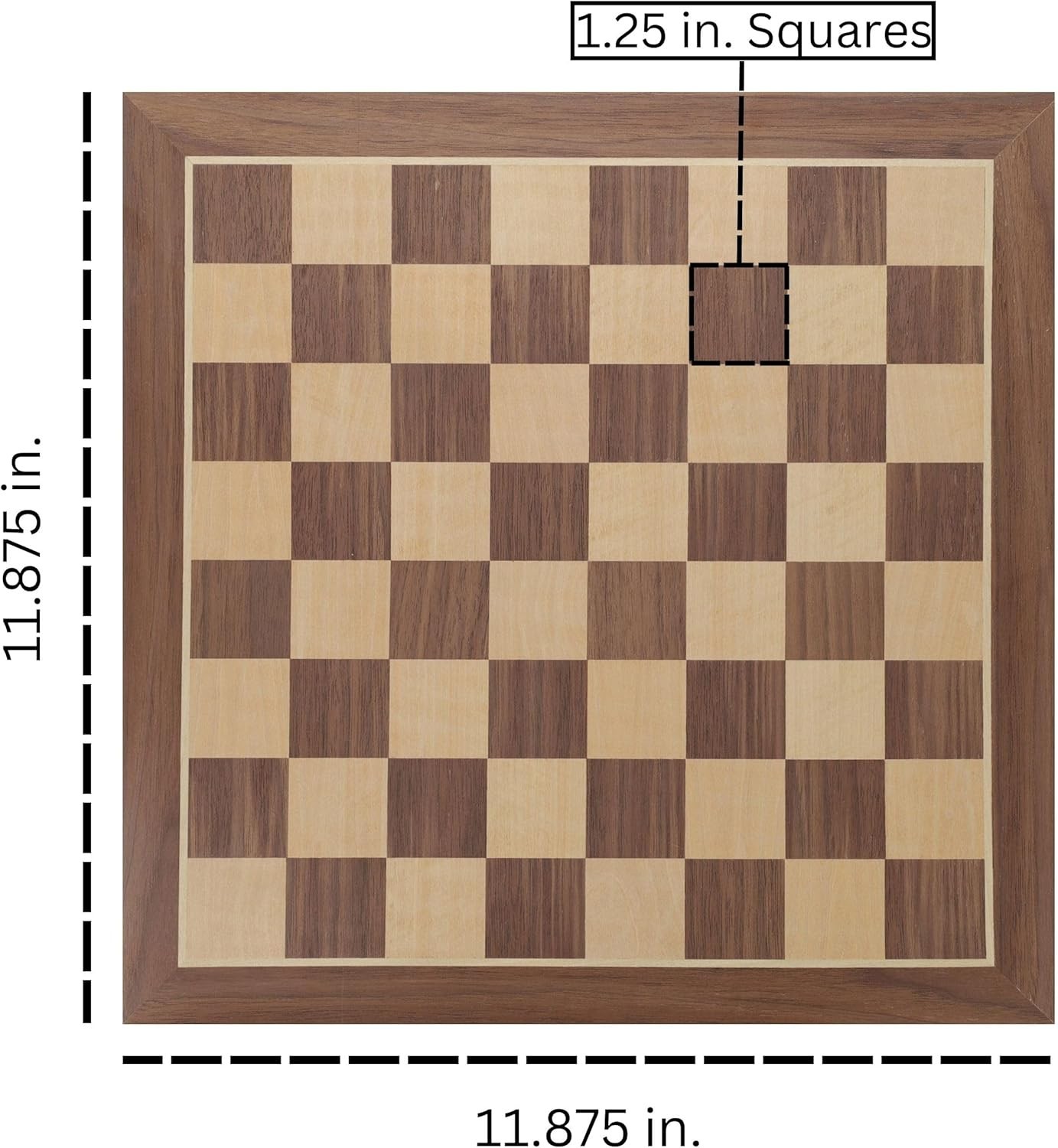 WE Games Classic Walnut Wooden Chess Board Only 11.875 inches, Large Chess Board