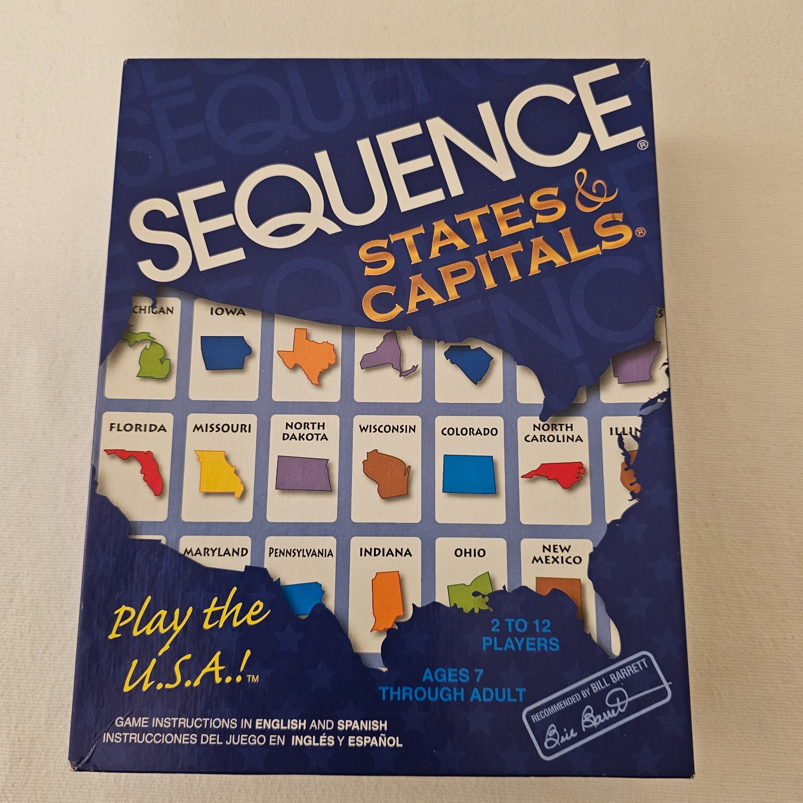 Sequence States & Capitals Board Game Education Teach Visual Learning Geography