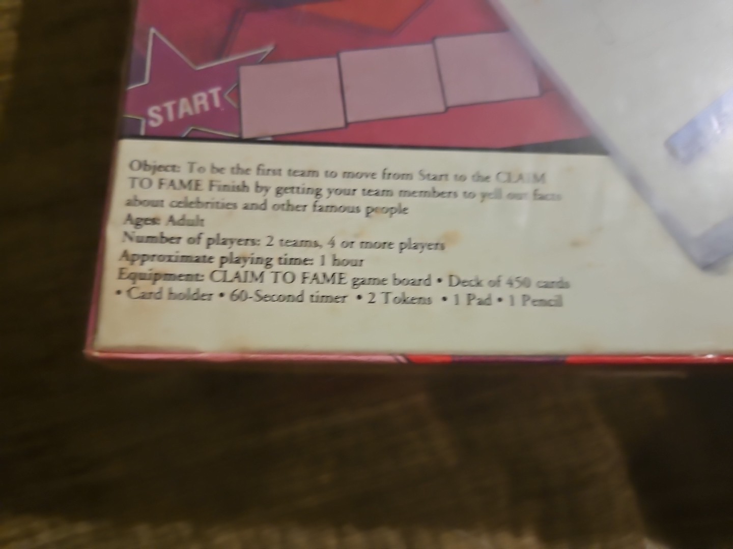 Claim To fame game parker brothers Family Fun Board Game 90s Classic Games Vtg