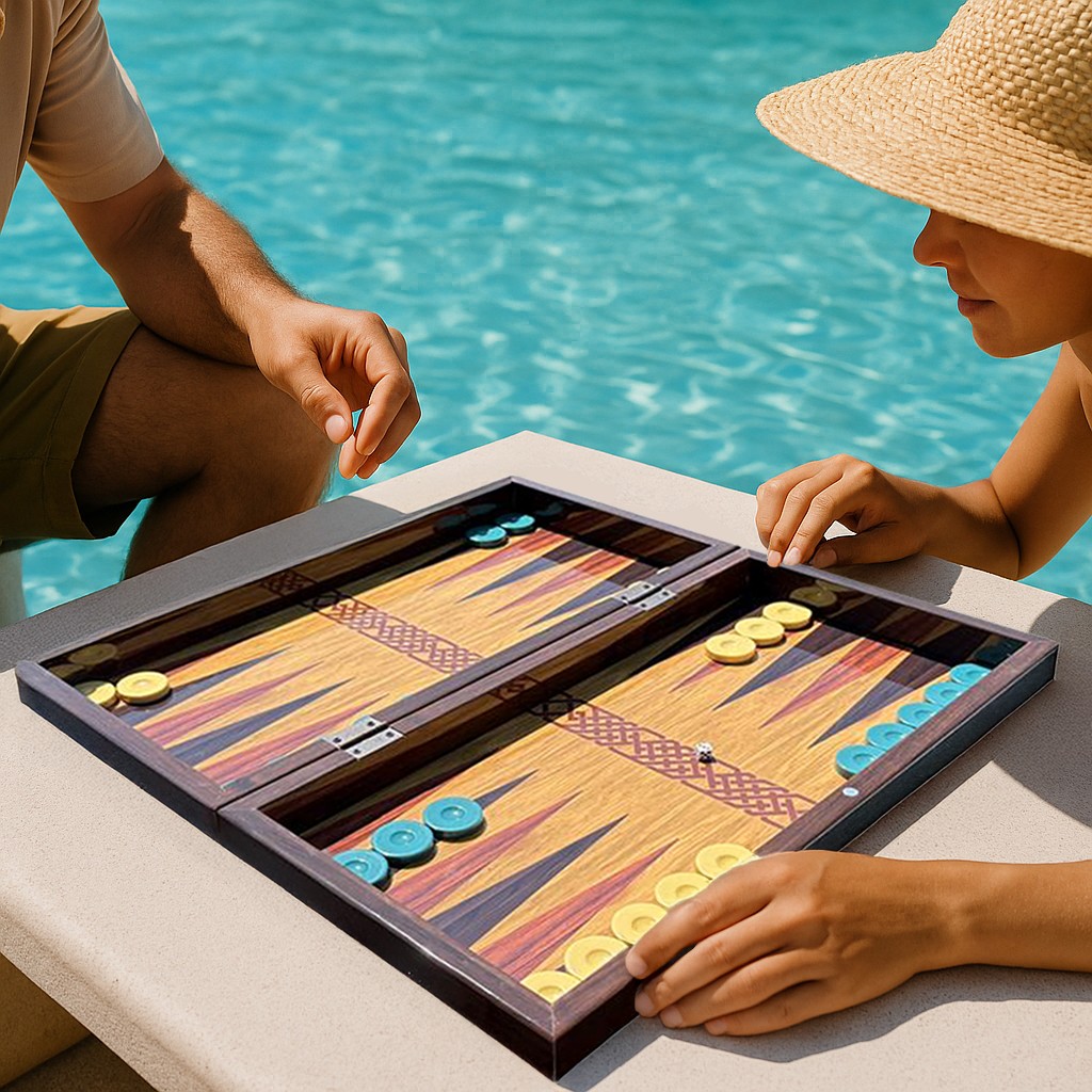 Biggdesign Bloom Backgammon, MDF Body, Magnetic Lock, Durable Gloss Finish, Scra
