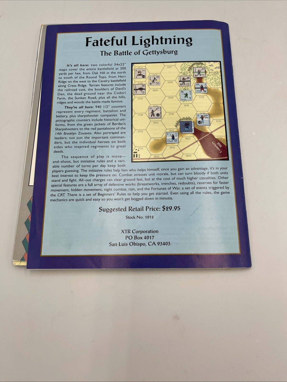 FATEFUL LIGHTNING Battle of Gettysburg Game in Bag XTR Corp : ©1994 : UNPUNCHED