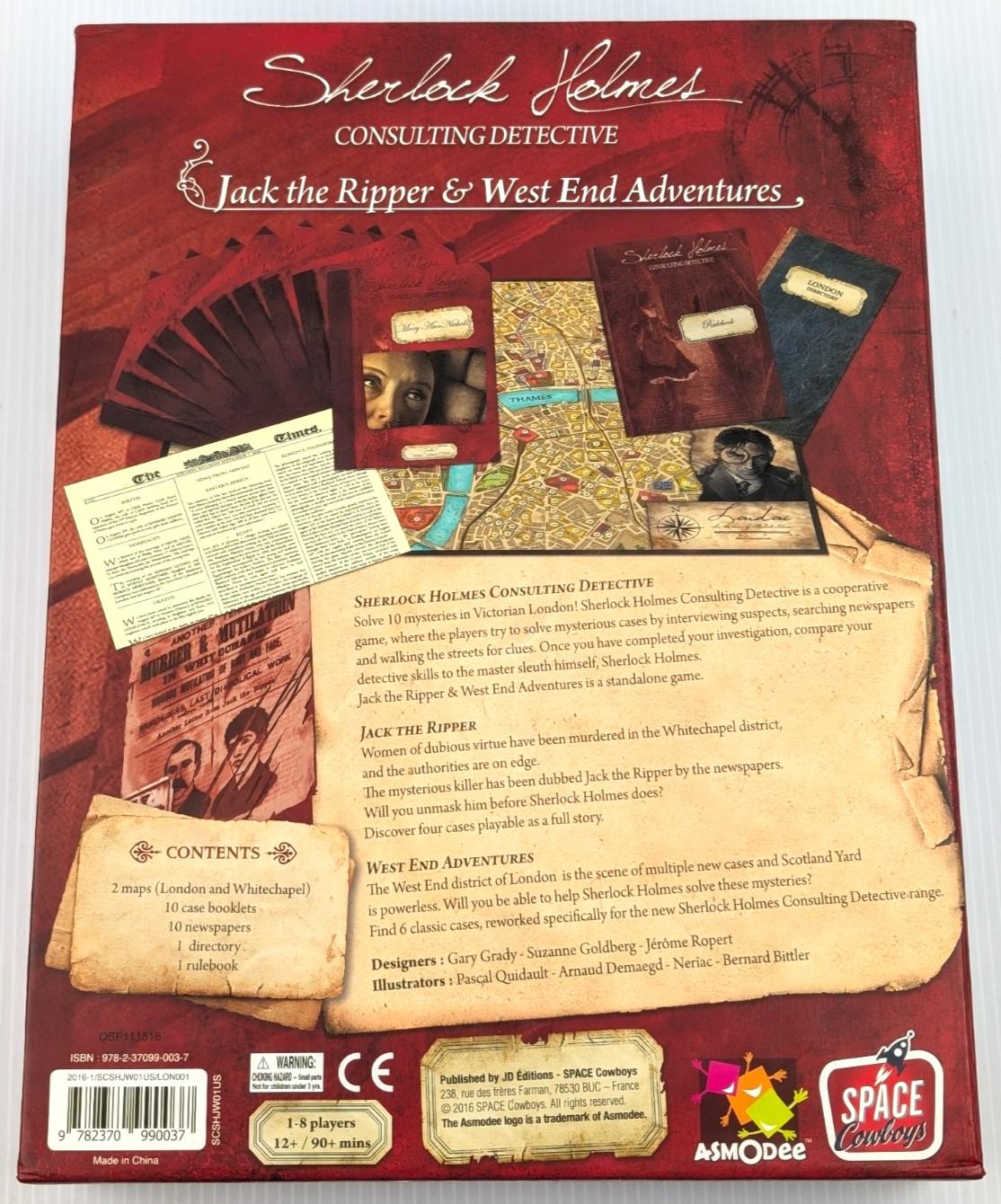 Sherlock Holmes Consulting Detective Jack the Ripper Board Game 100% COMPLETE